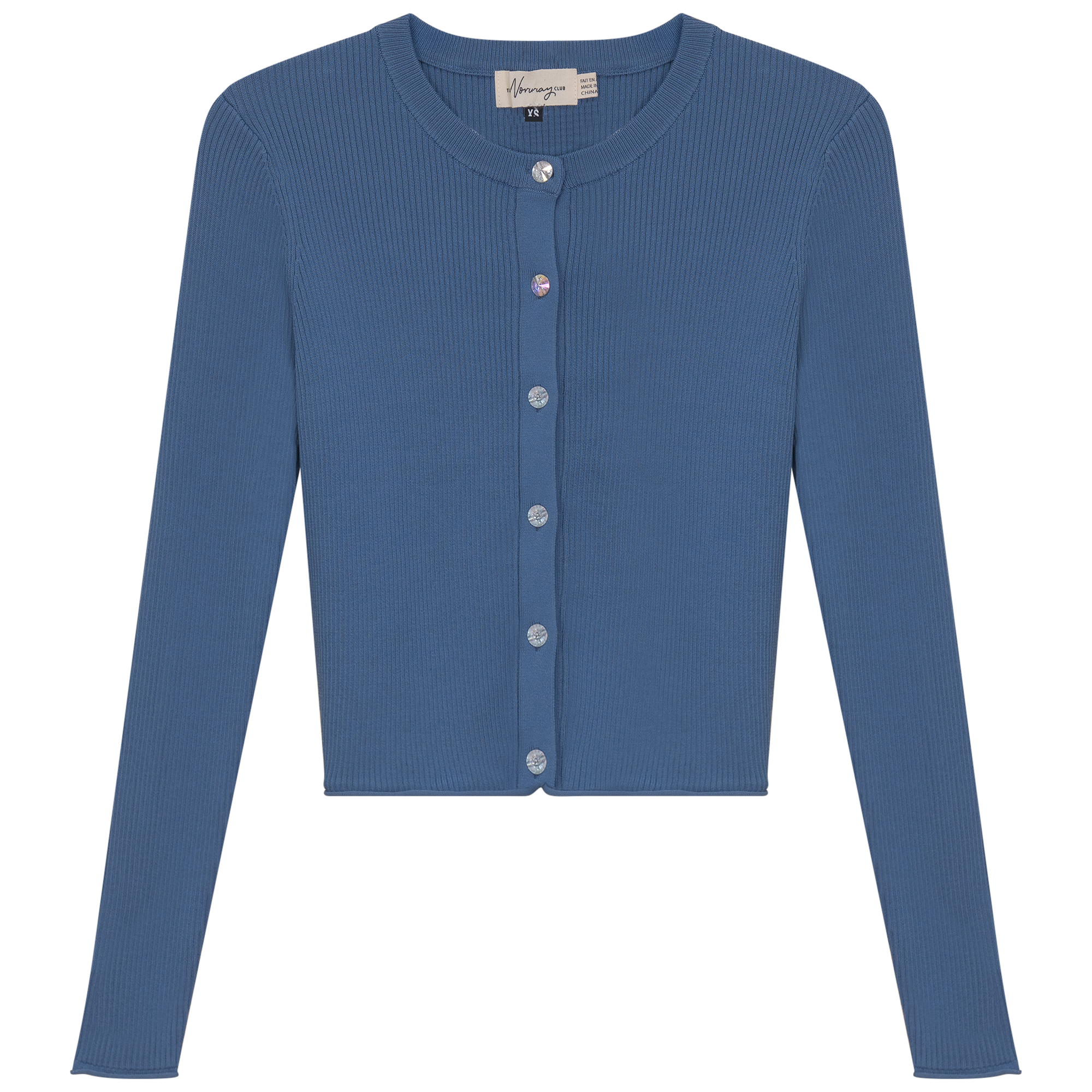 Cropped Knit Cardigan in Steel Blue by The Norway Club