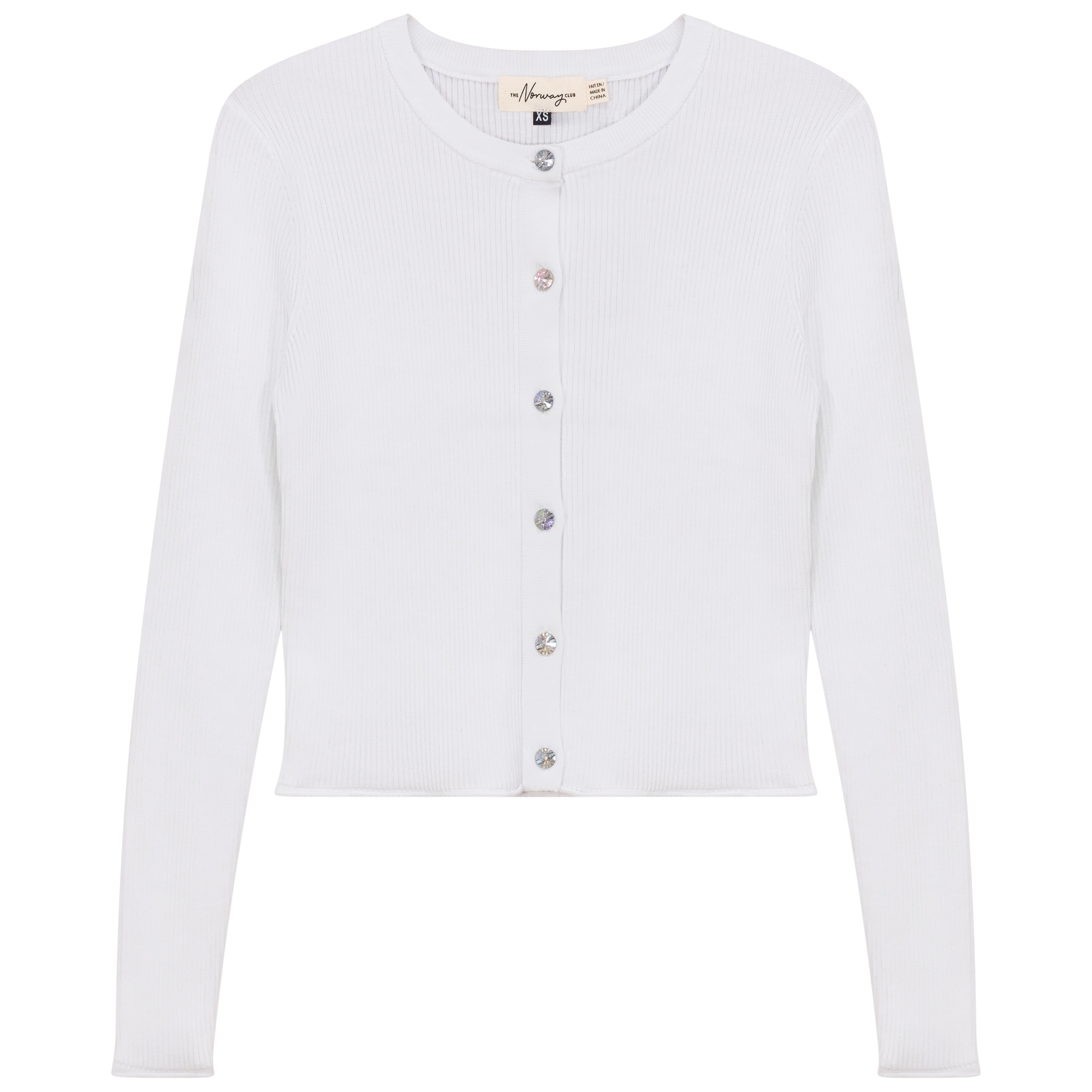 Cropped Knit Cardigan in White by The Norway Club
