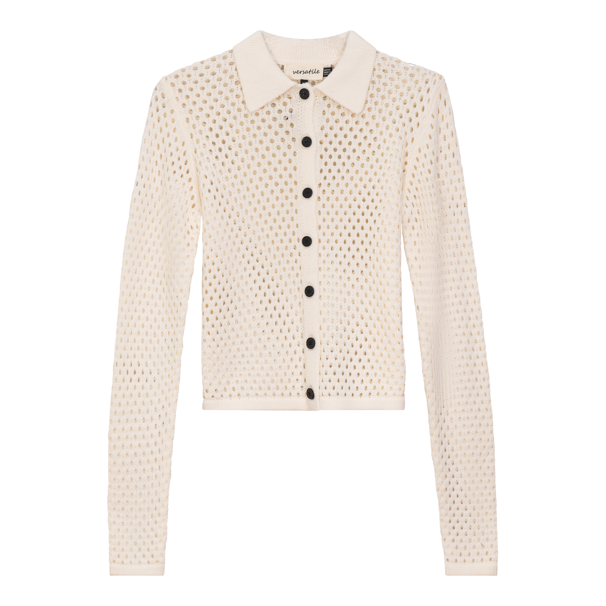 Cropped Crochet Sweater in Cream by Versatile