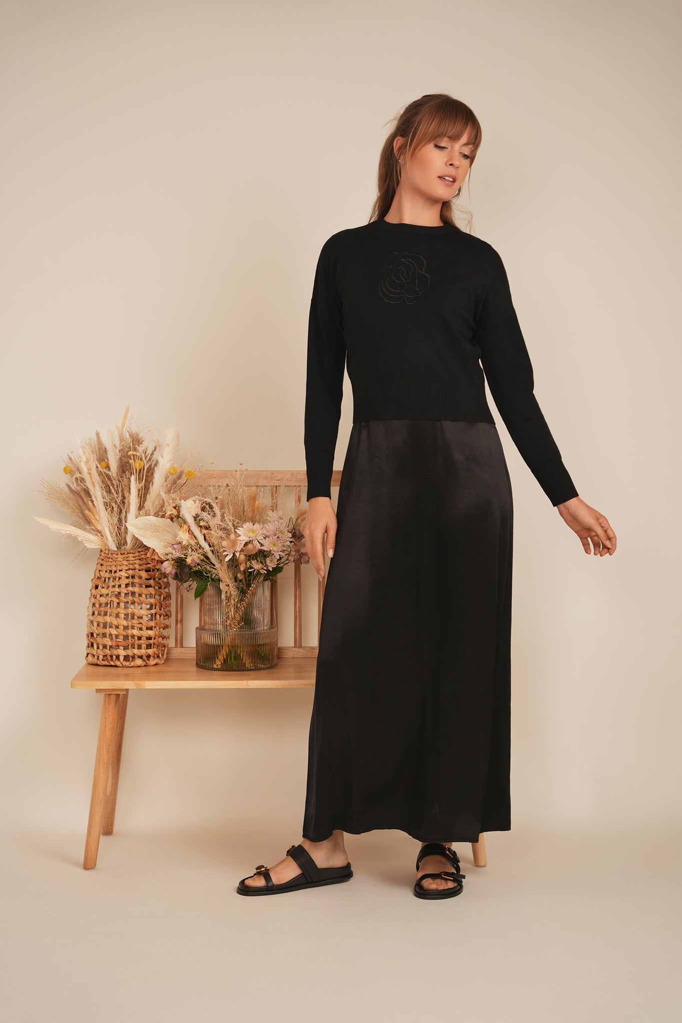 Crew Emboridered Sweater in by Versatile