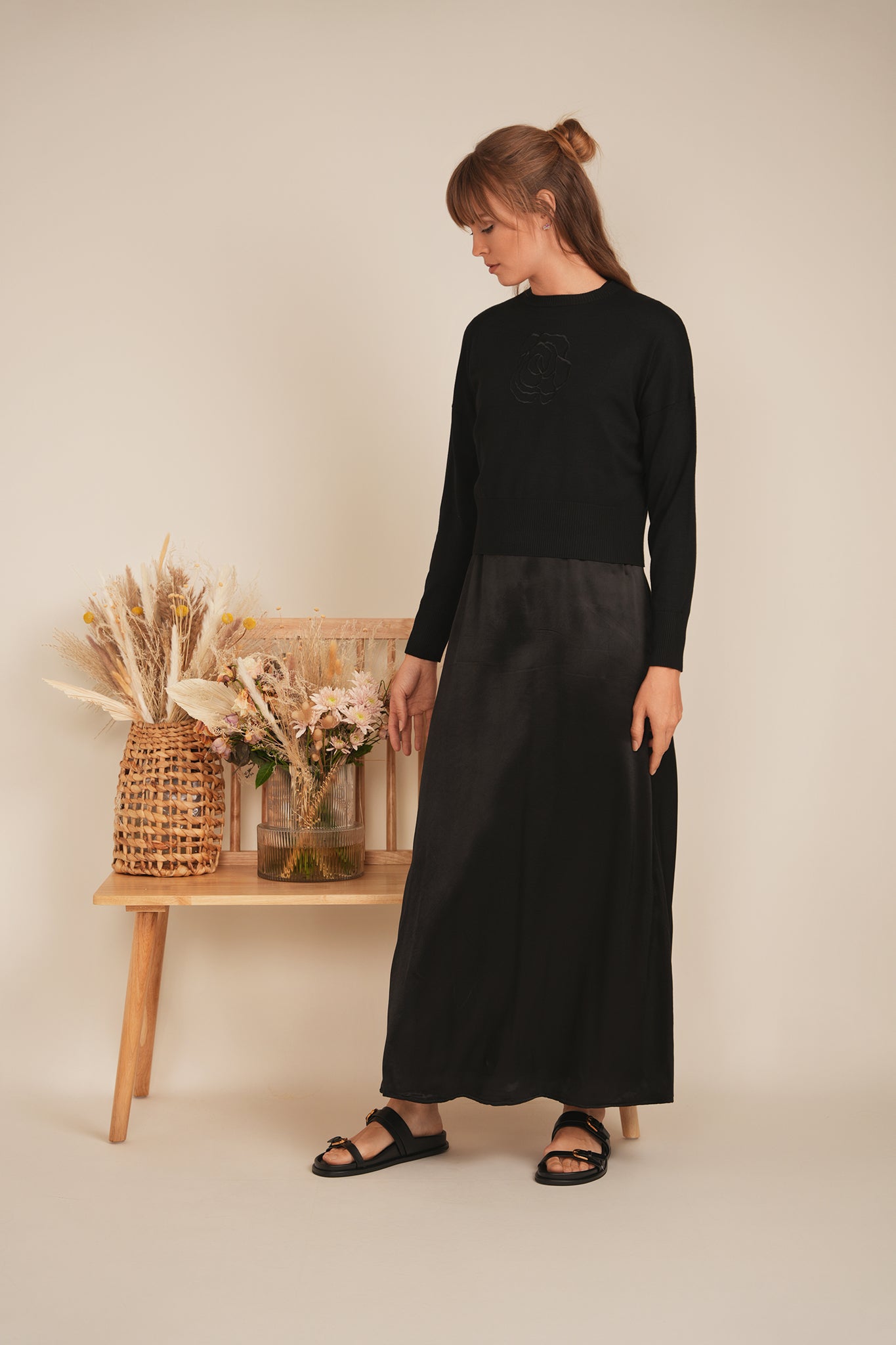 Crew Emboridered Sweater in by Versatile