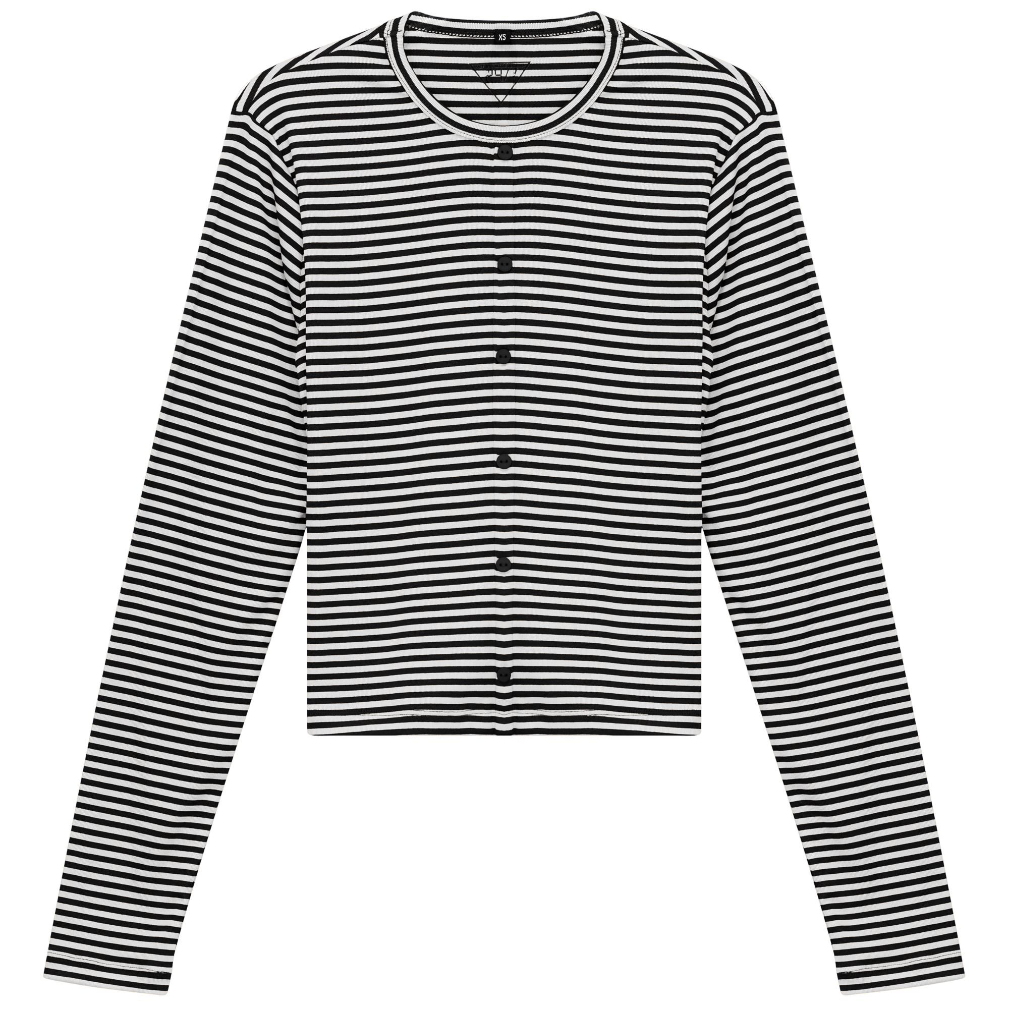 Cropped Striped Cardigan Tee in Black White by 24/7