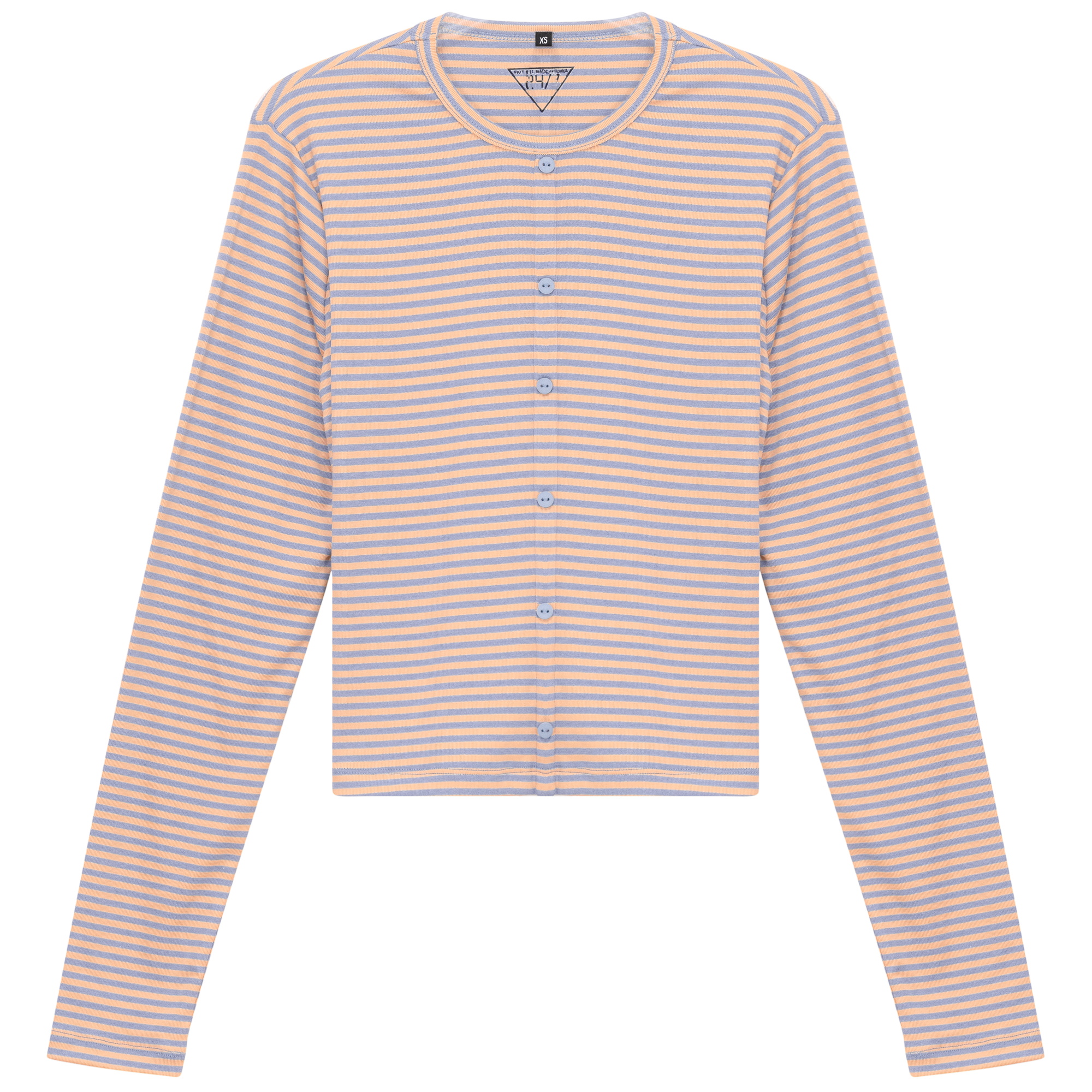 Cropped Striped Cardigan Tee in Light Denim Mauve by 24/7
