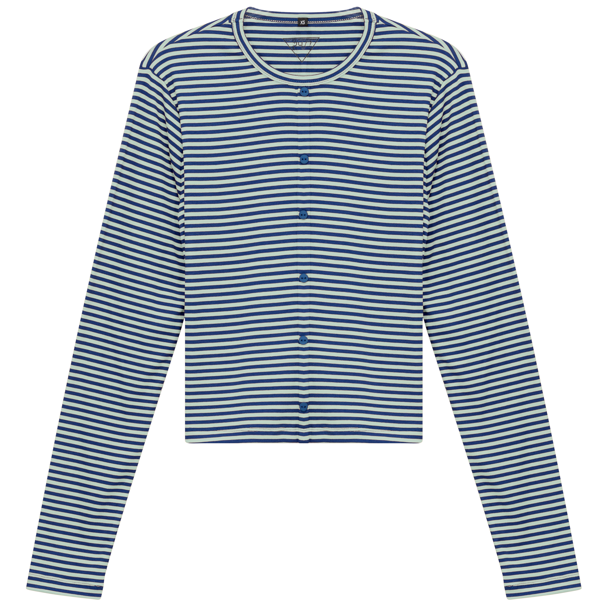 Cropped Striped Cardigan Tee in Sapphire Mint by 24/7