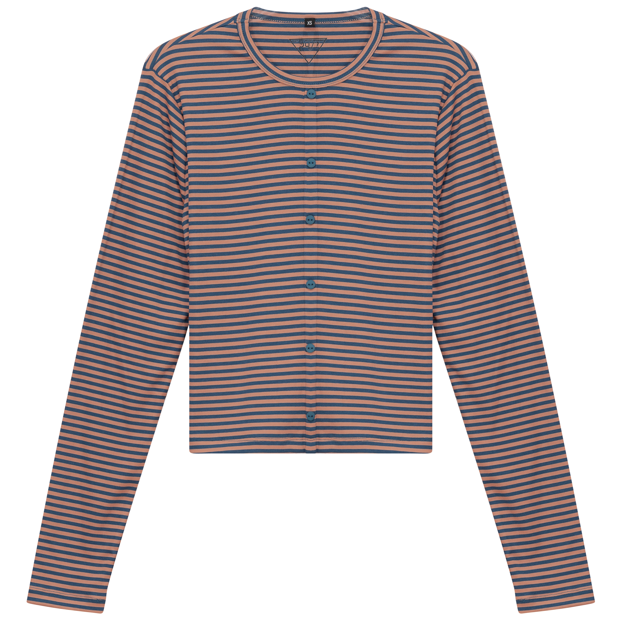 Cropped Striped Cardigan Tee in Stone Teal by 24/7