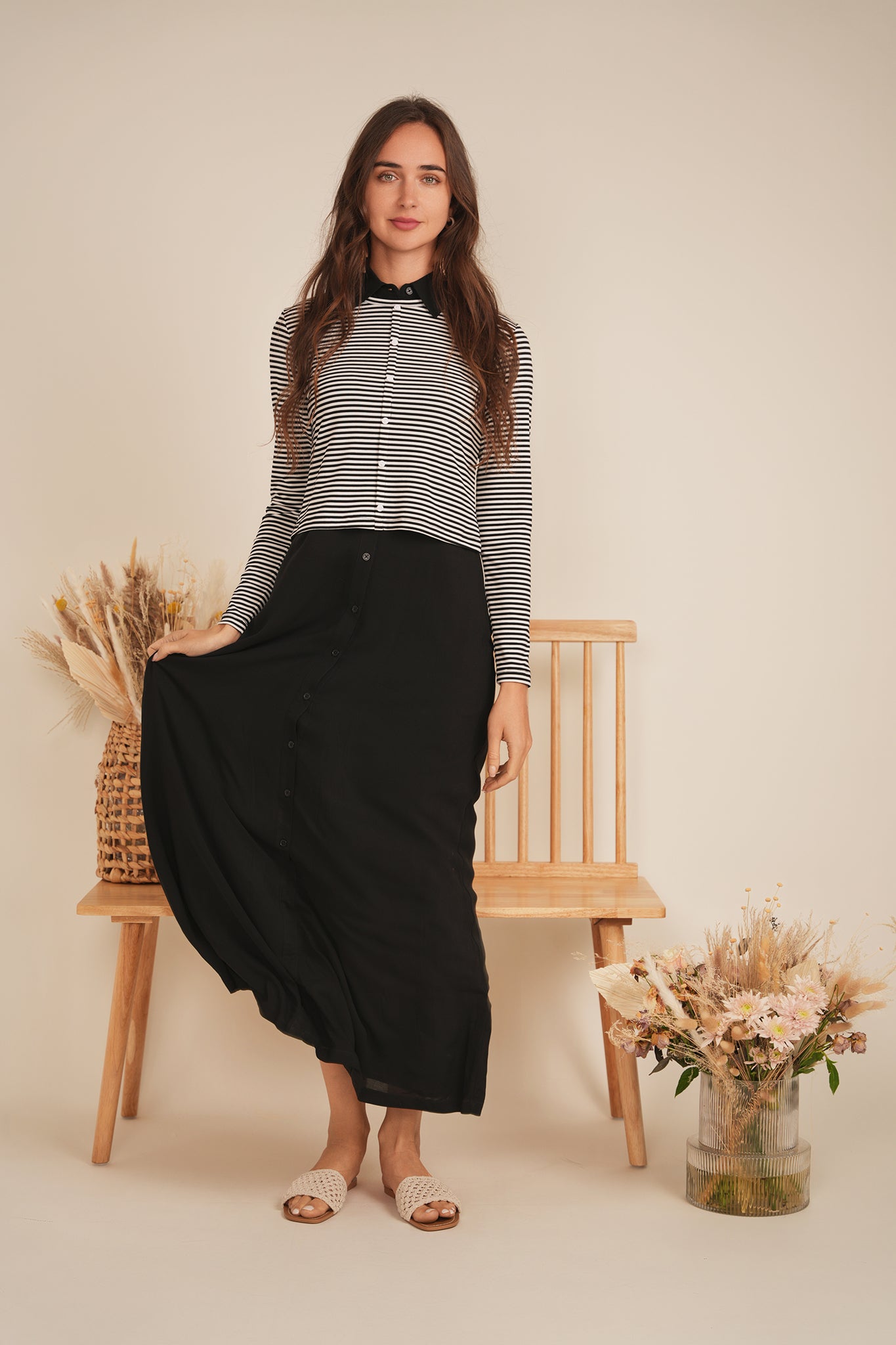 Cropped Striped Cardigan Tee in by 24/7