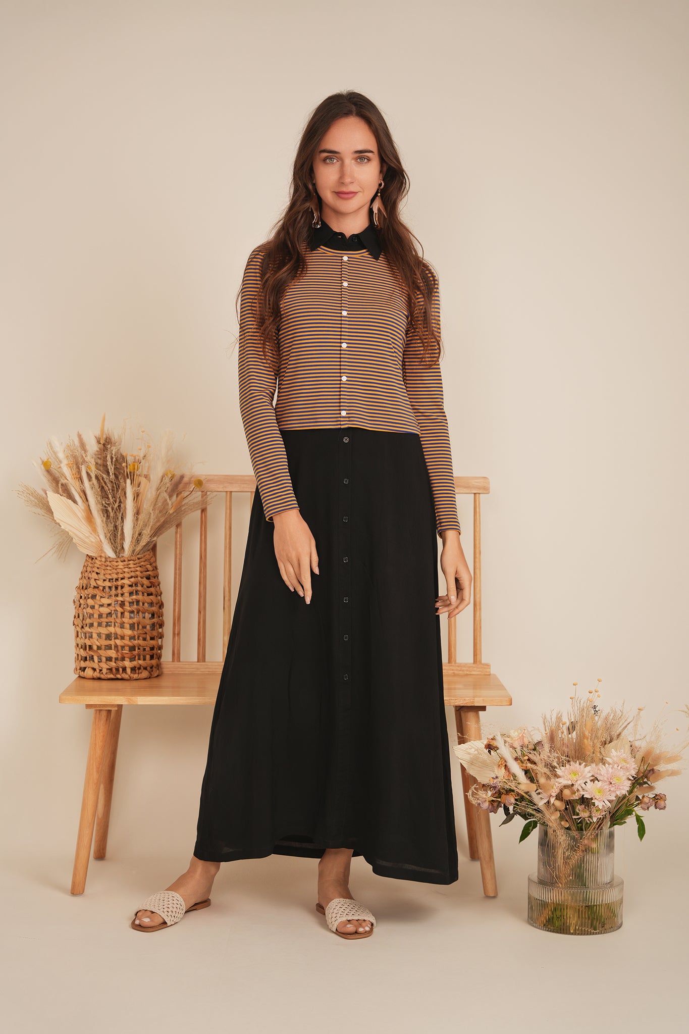 Cropped Striped Cardigan Tee in by 24/7