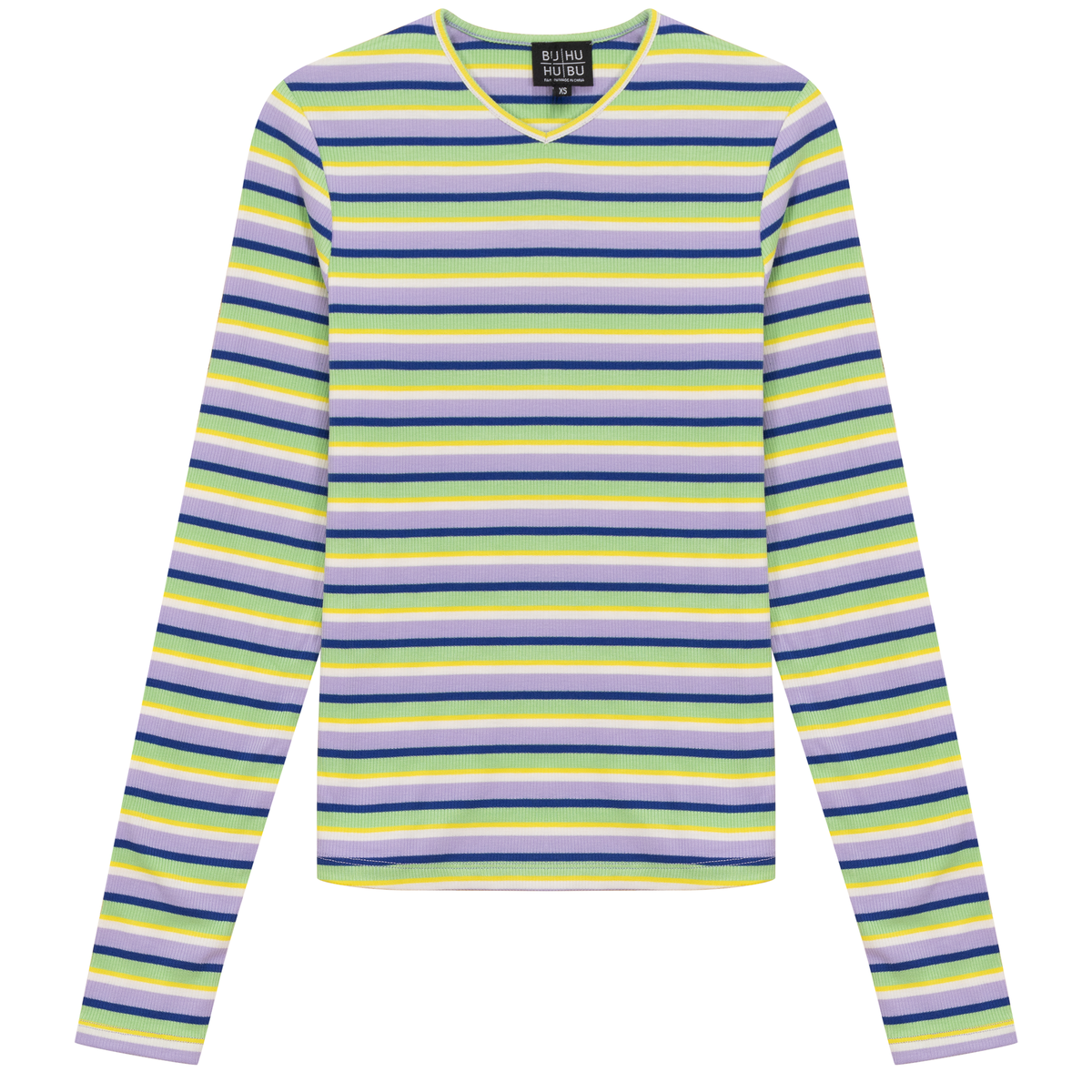 Striped Metalic V Neck Tee in Lavender Green by BuHu