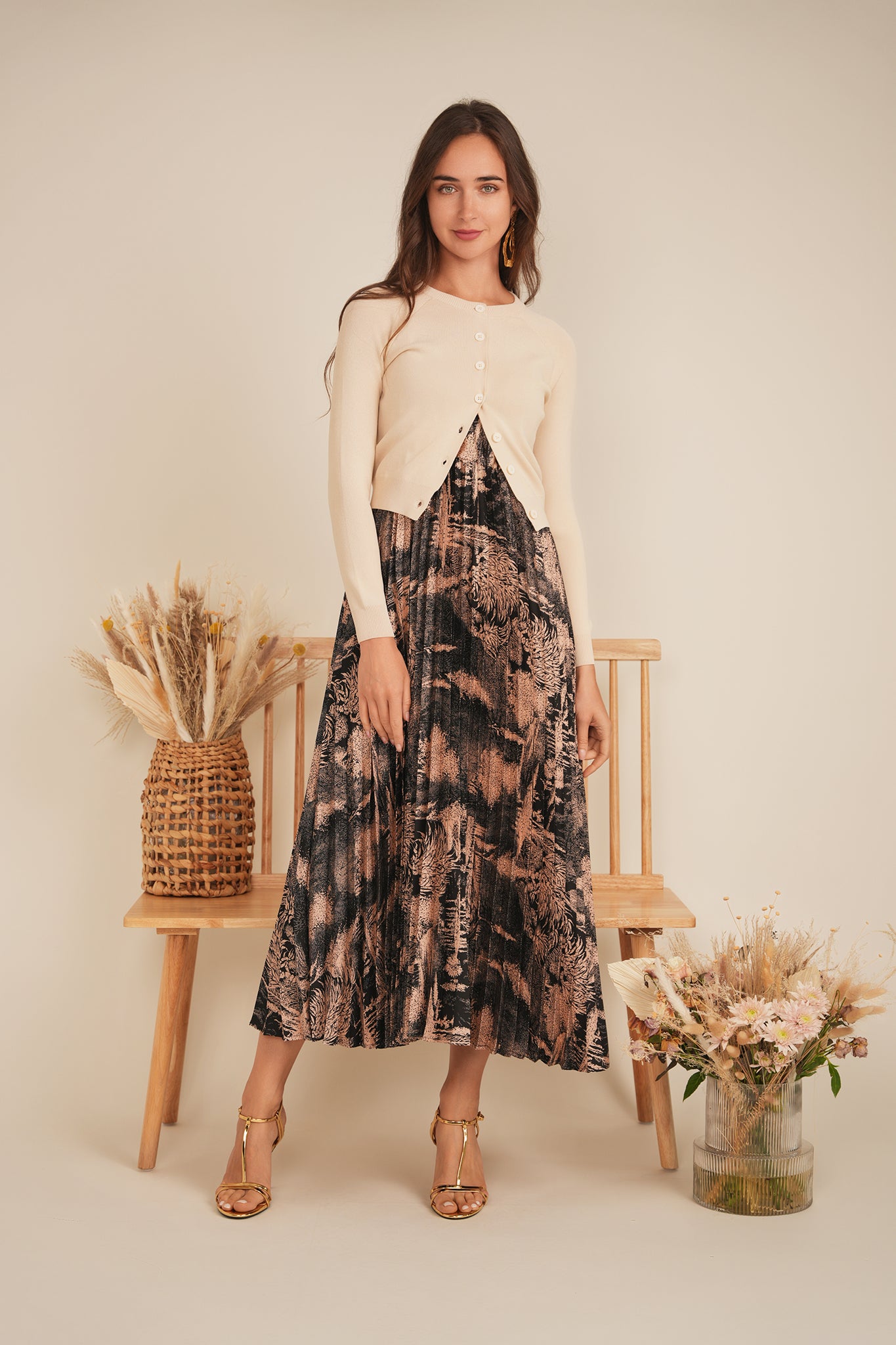 Midi Pleated Jumper Cardigan Set in by NYC Factory