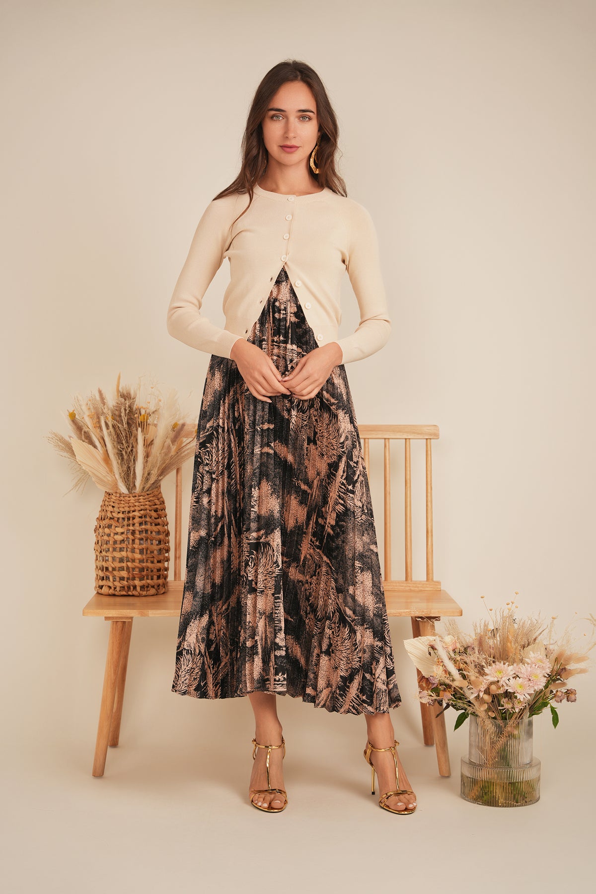 Midi Pleated Jumper Cardigan Set in by NYC Factory