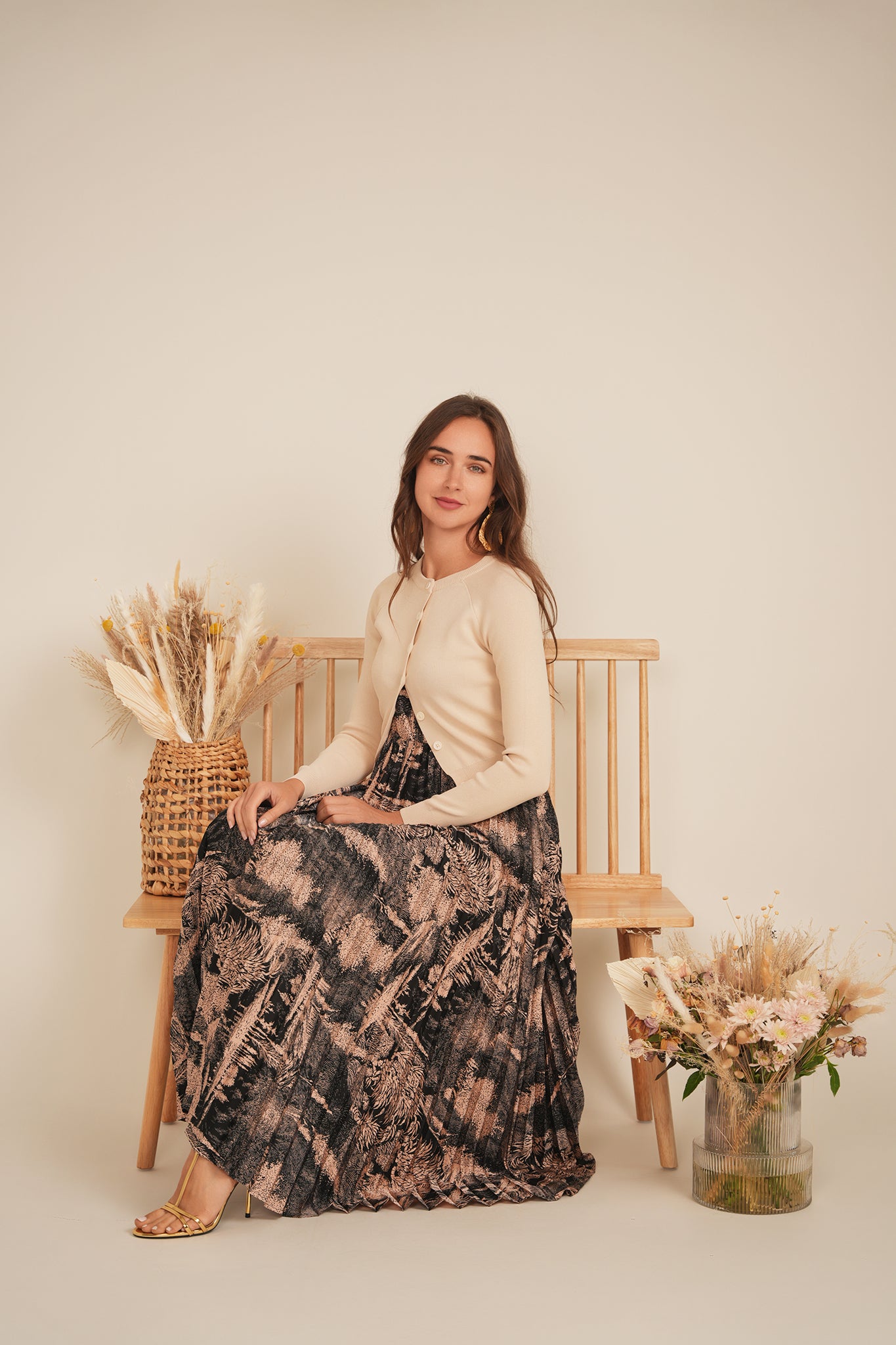 Midi Pleated Jumper Cardigan Set in by NYC Factory