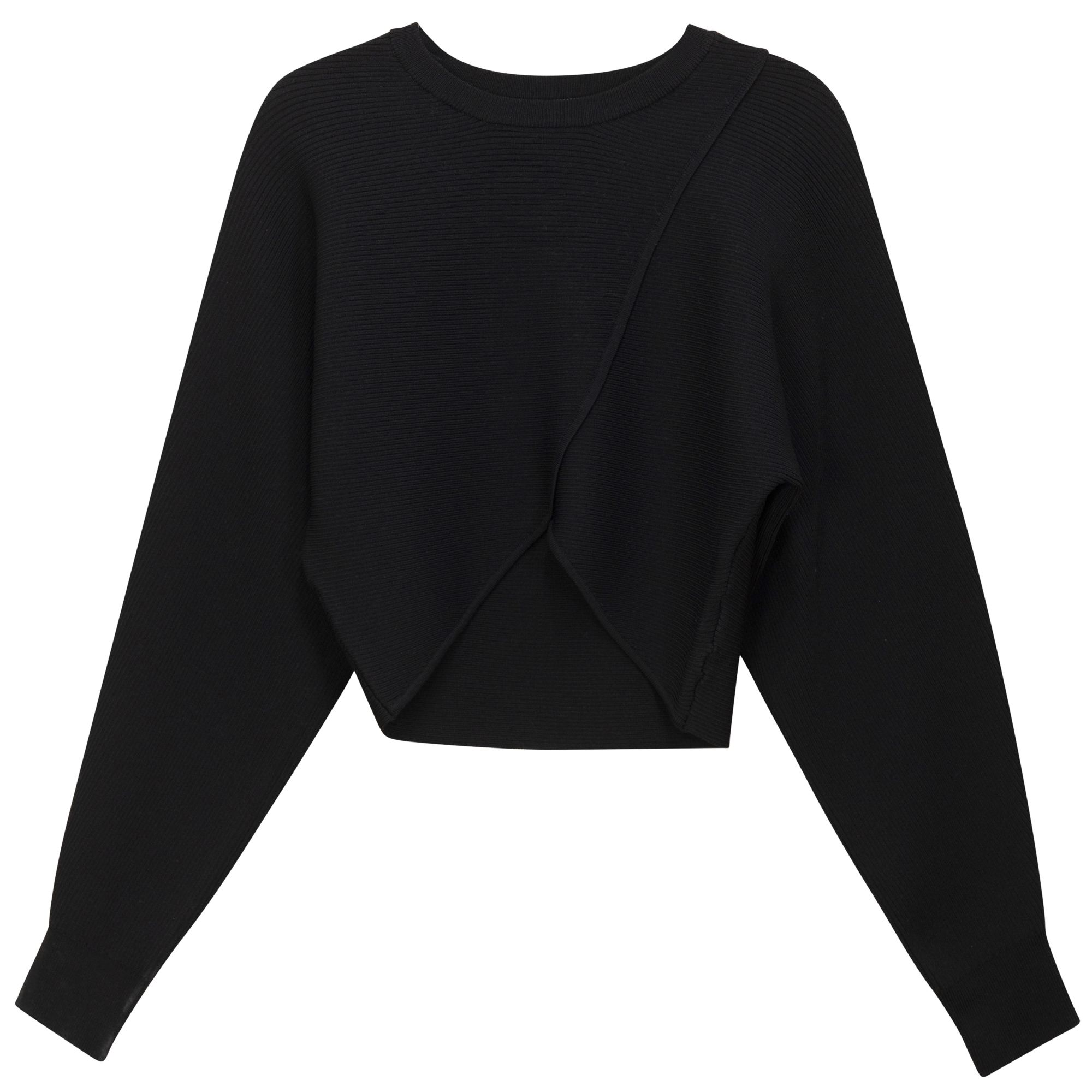 Cropped Wrap Top in Black by E.U.X. Exclusive