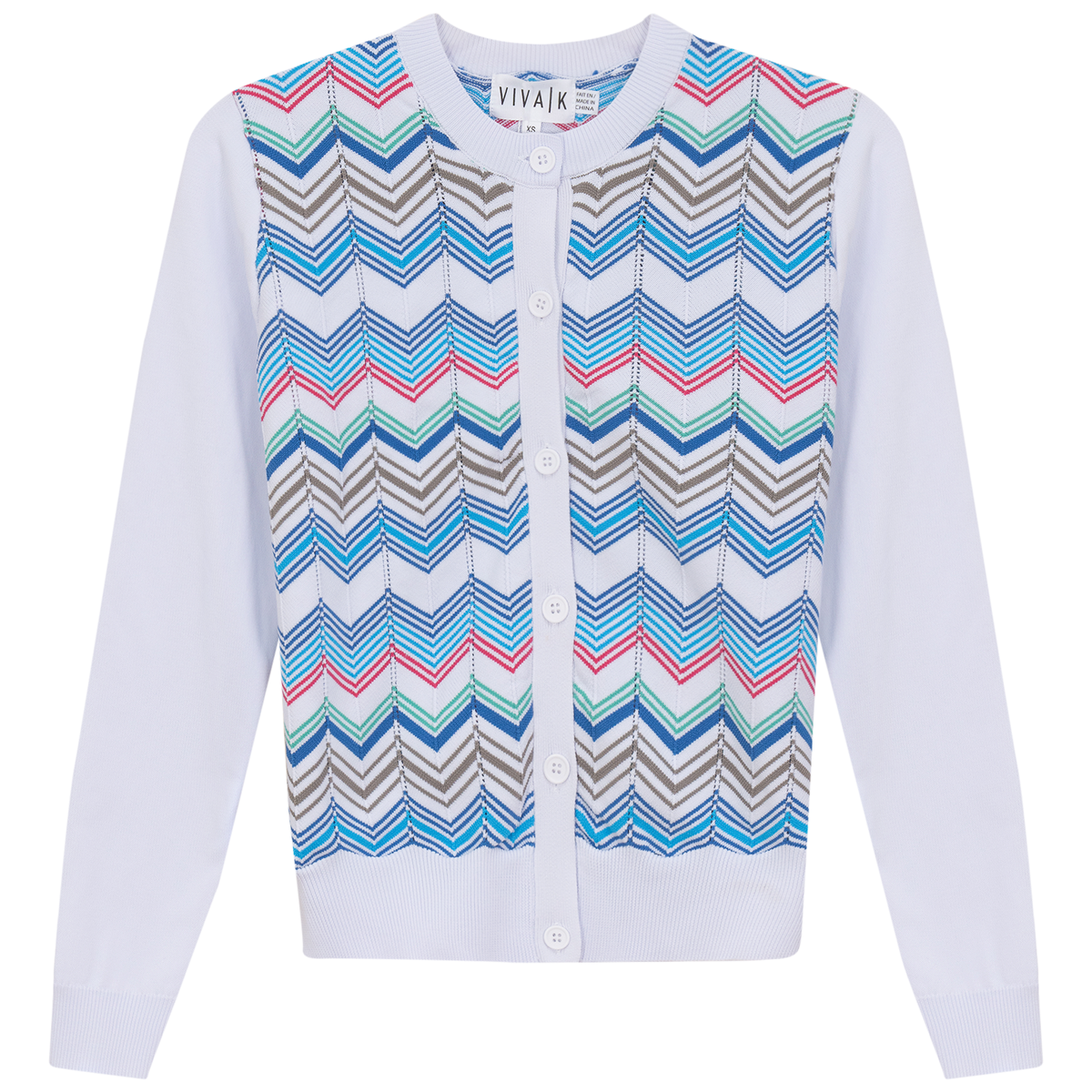 Crochet Multicolor Cardigan in White Multi by Viva K