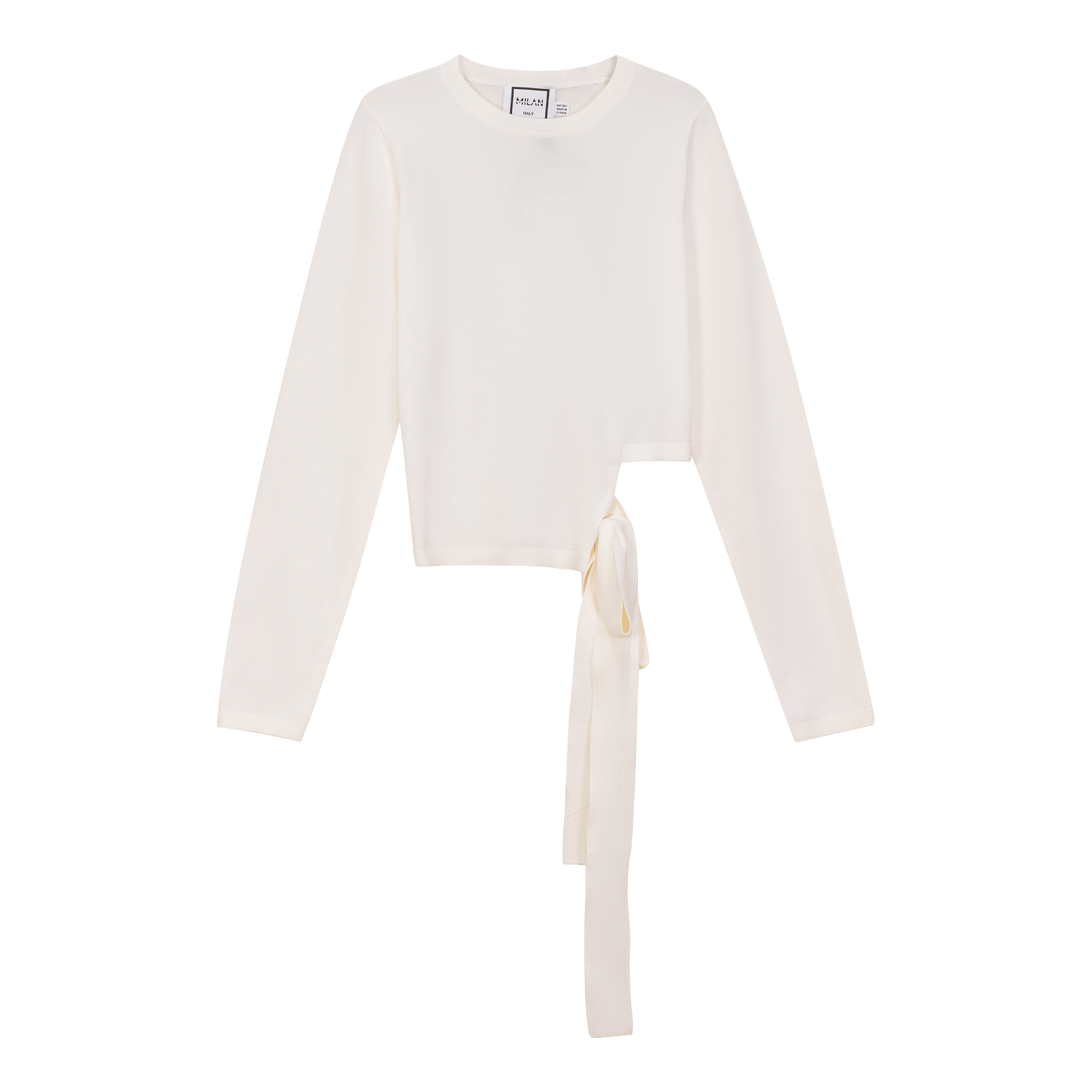 Cropped Tie Top in Cream by Milan Italy