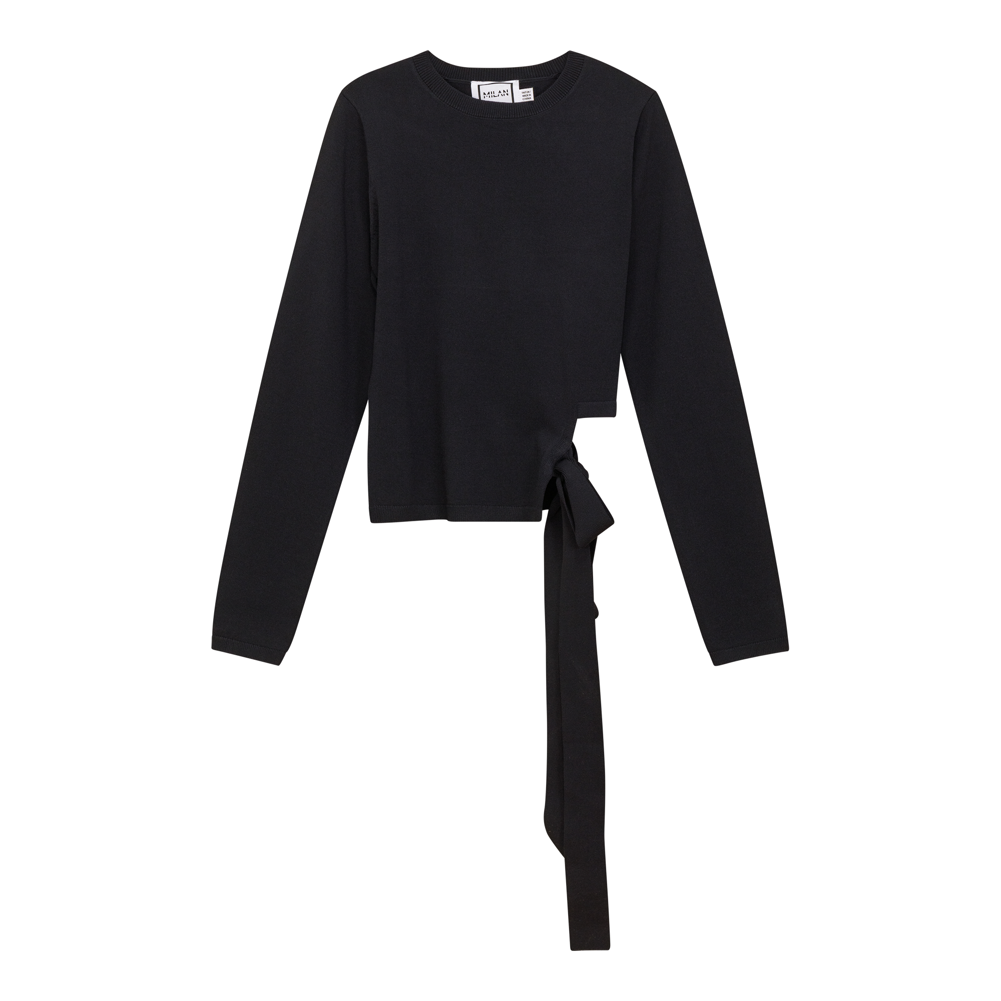 Cropped Tie Top in Black by Milan Italy