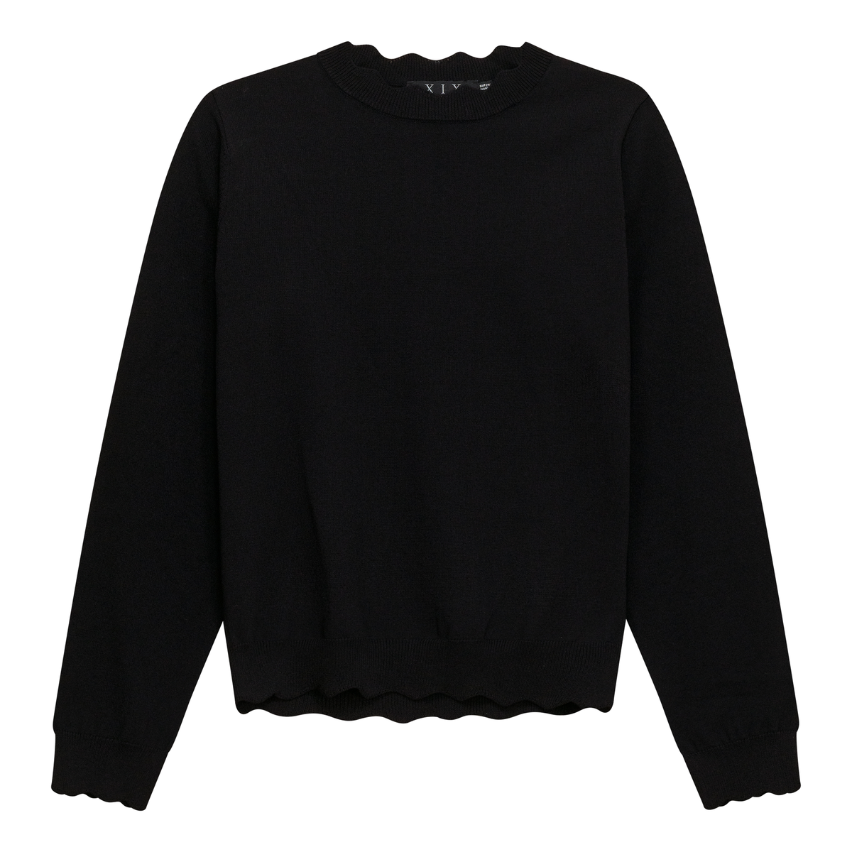 Scallop Knit Top in Black by Diciannove