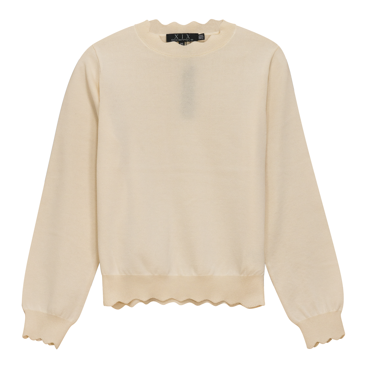 Scallop Knit Top in Cream by Diciannove