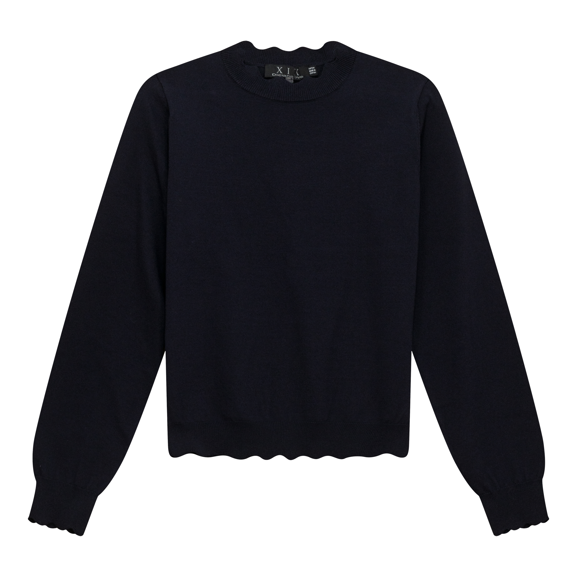 Scallop Knit Top in Dark Navy by Diciannove