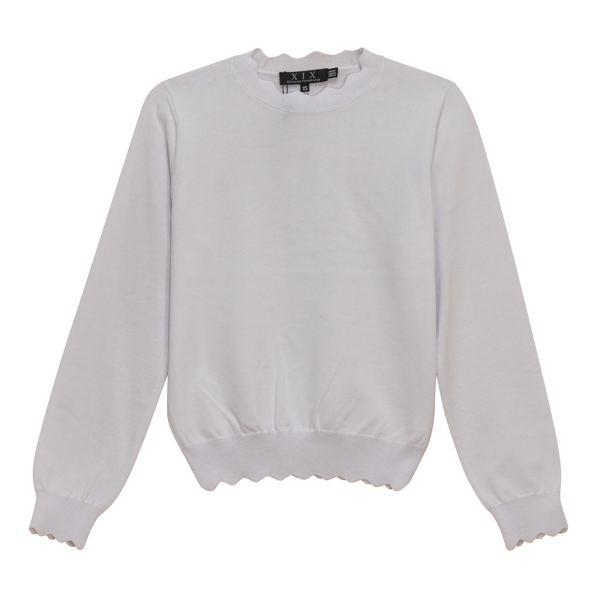 Scallop Knit Top in White by Diciannove