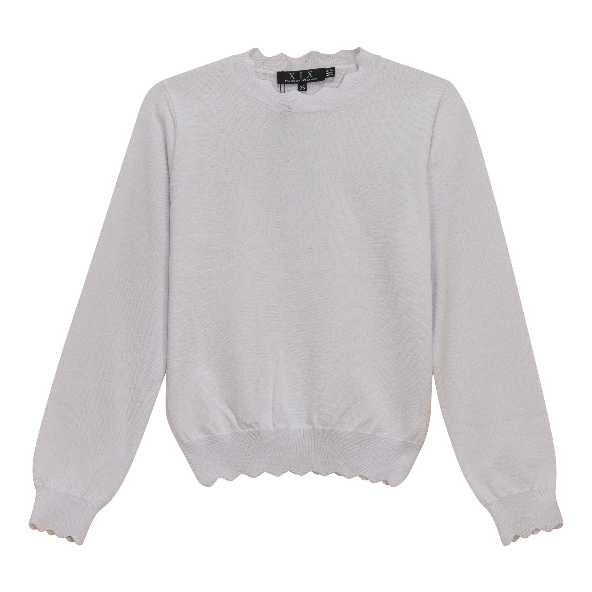 Scallop Knit Top in White by Diciannove