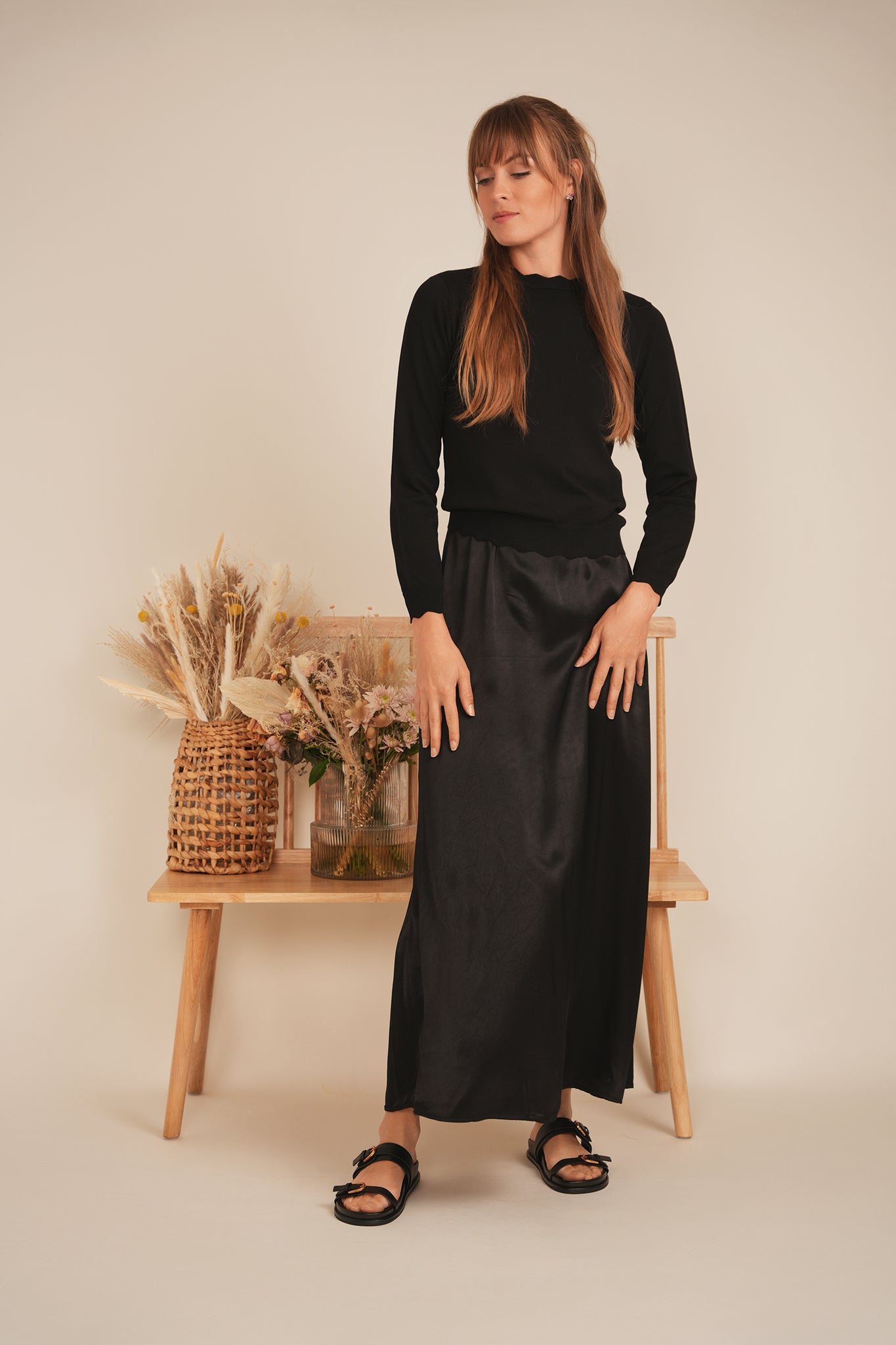 Scallop Knit Top in by Diciannove