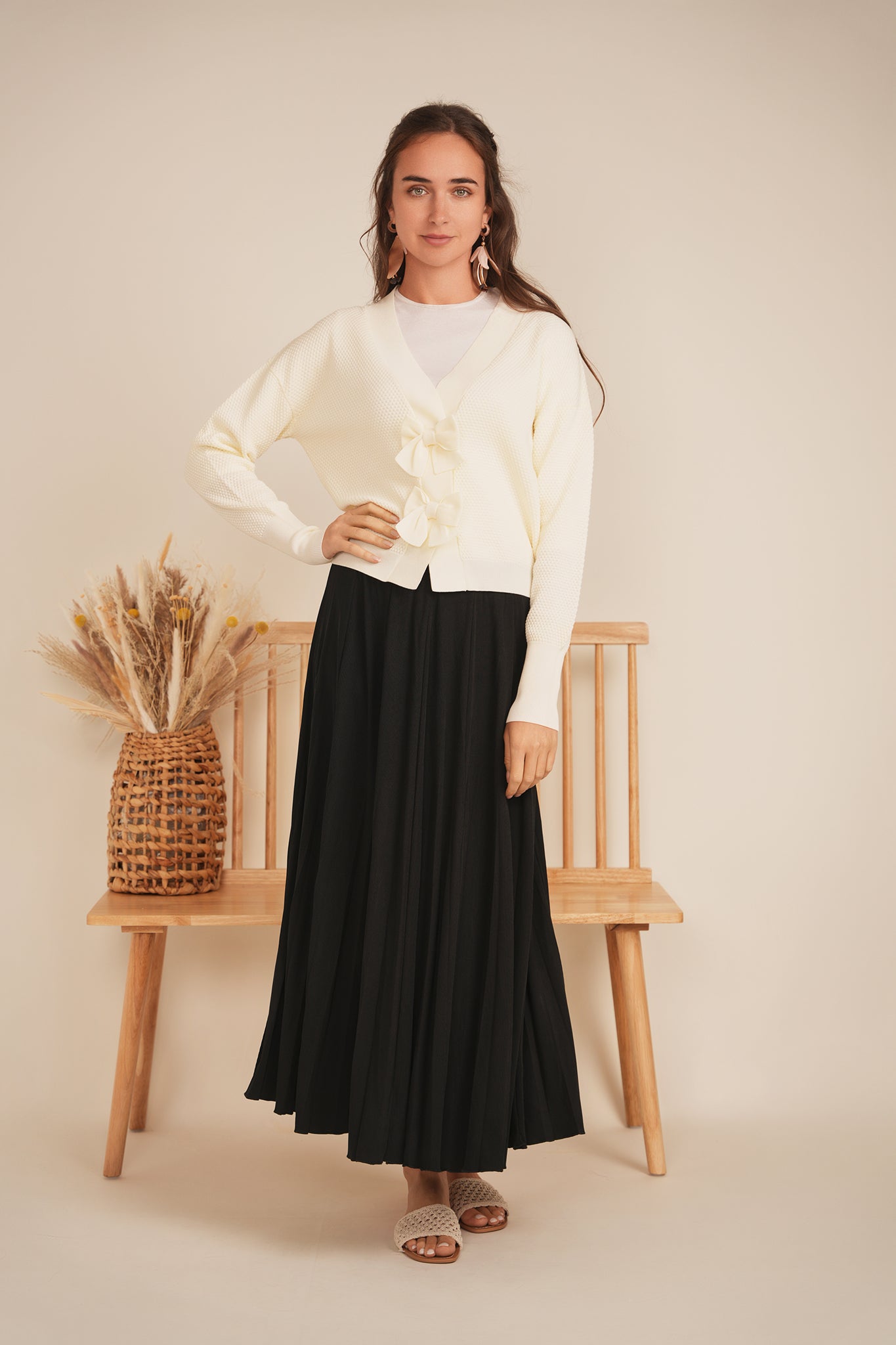 Crochet Bow Cardigan in by E.U.X. Exclusive