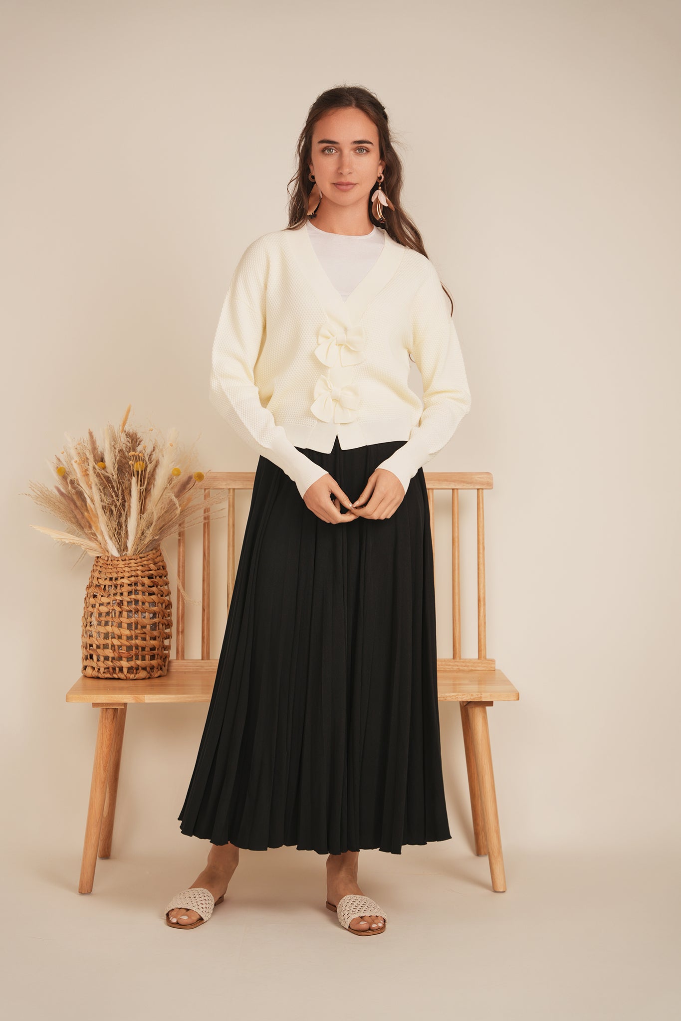 Crochet Bow Cardigan in by E.U.X. Exclusive