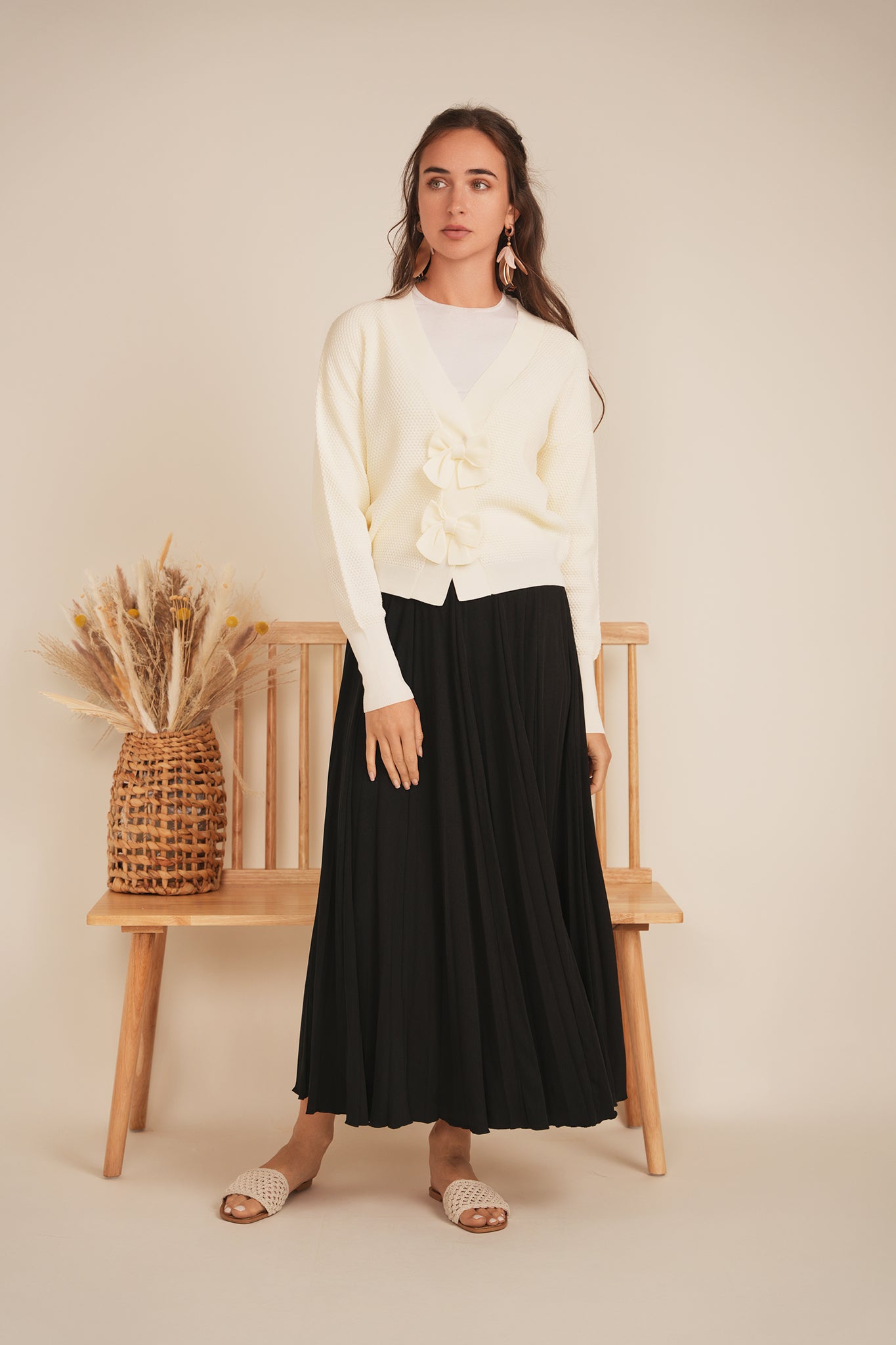 Crochet Bow Cardigan in by E.U.X. Exclusive