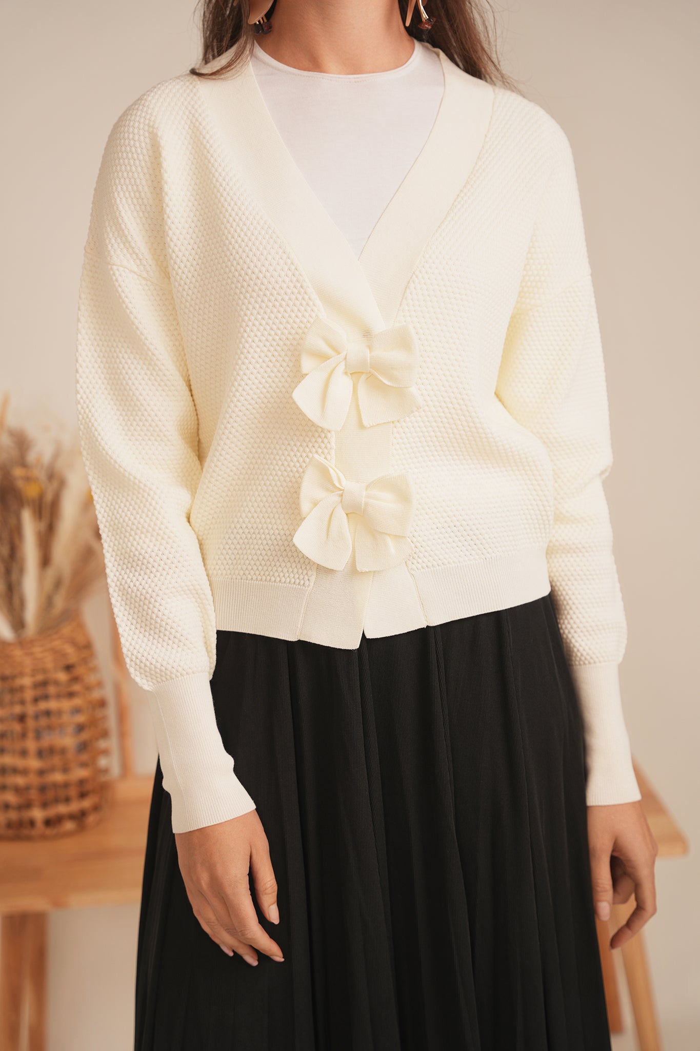 Crochet Bow Cardigan in by E.U.X. Exclusive