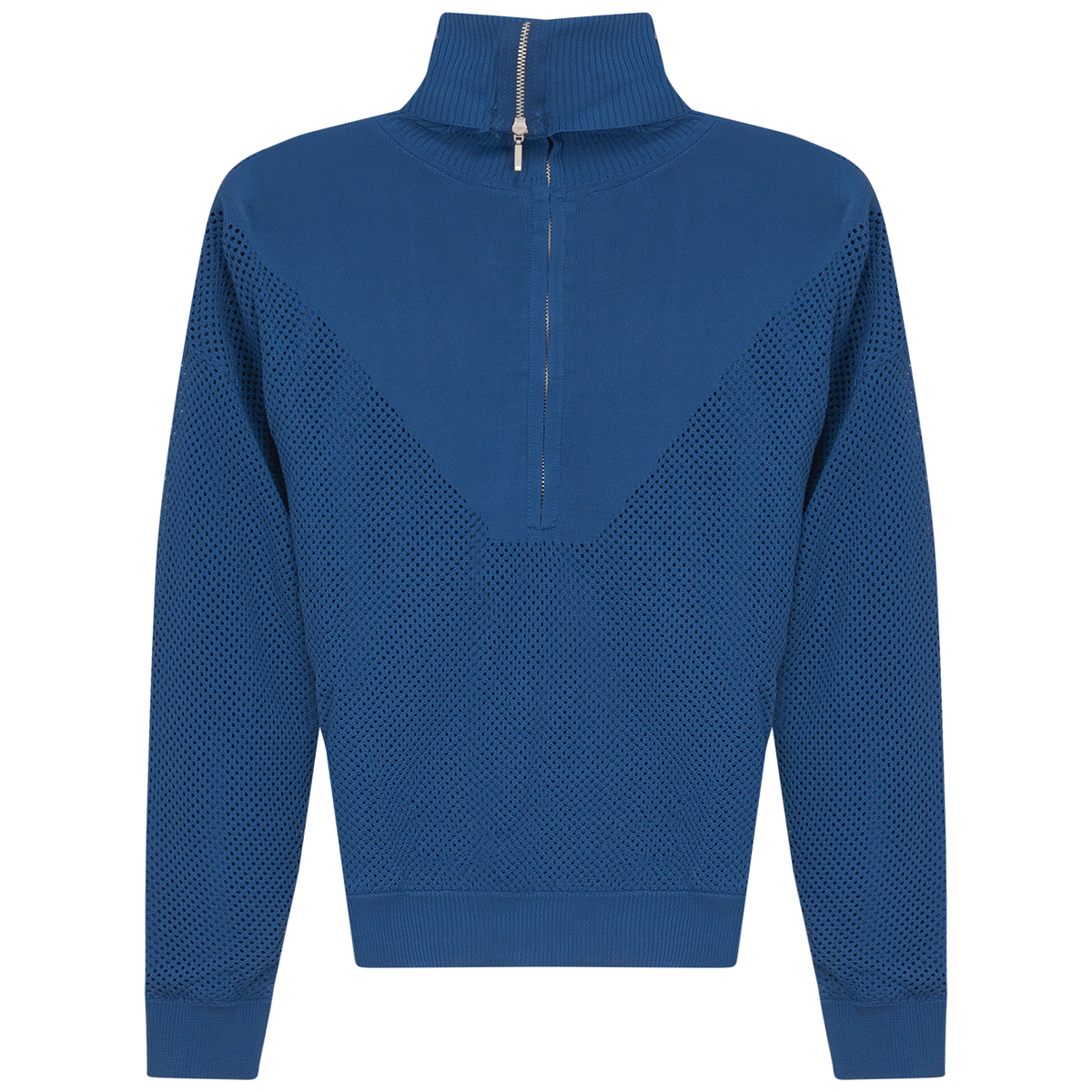 Crochet Zip Top in Medium Denim by Oops