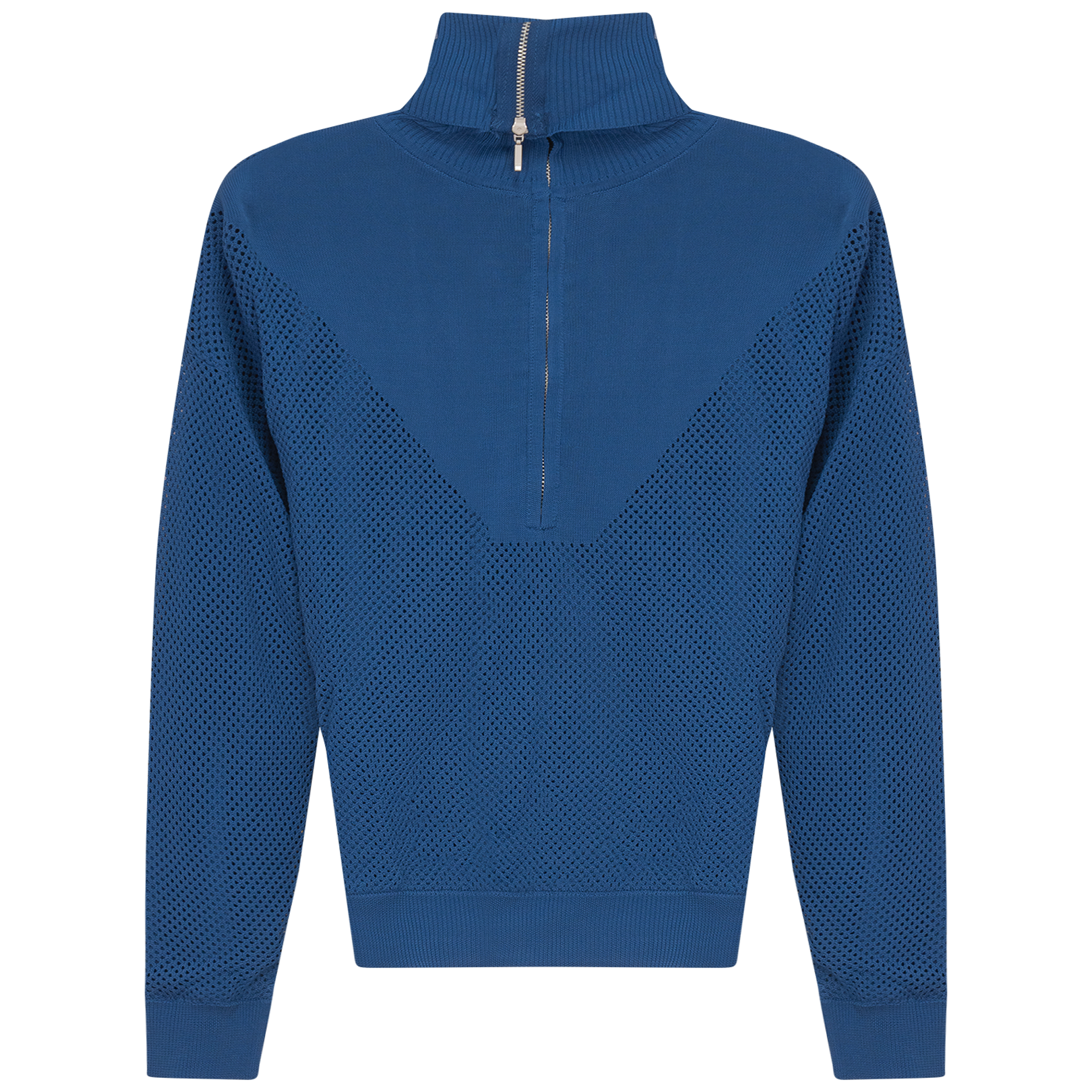 Crochet Zip Top in Medium Denim by Oops