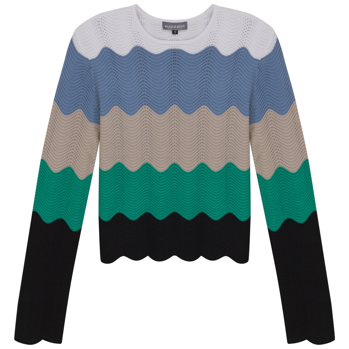 Crochet Color Blocked Cardigan in Multi by Mademoiselle