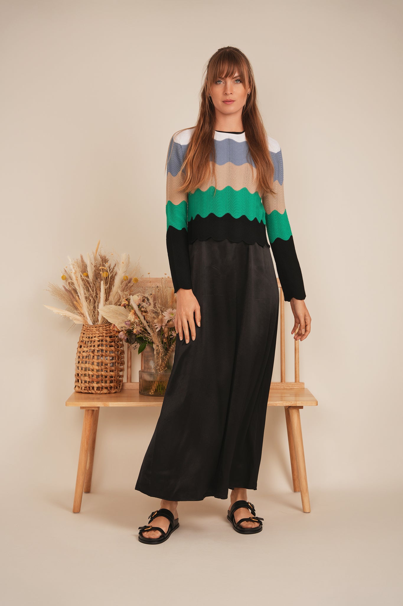 Crochet Color Blocked Cardigan in by Mademoiselle