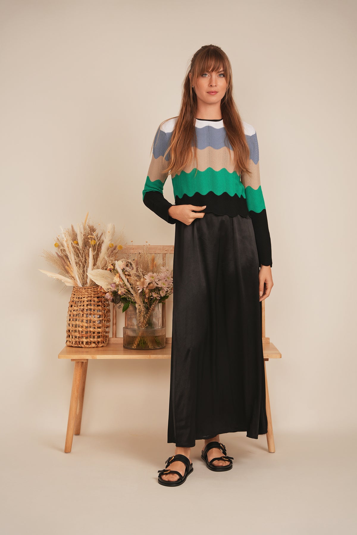 Crochet Color Blocked Cardigan in by Mademoiselle