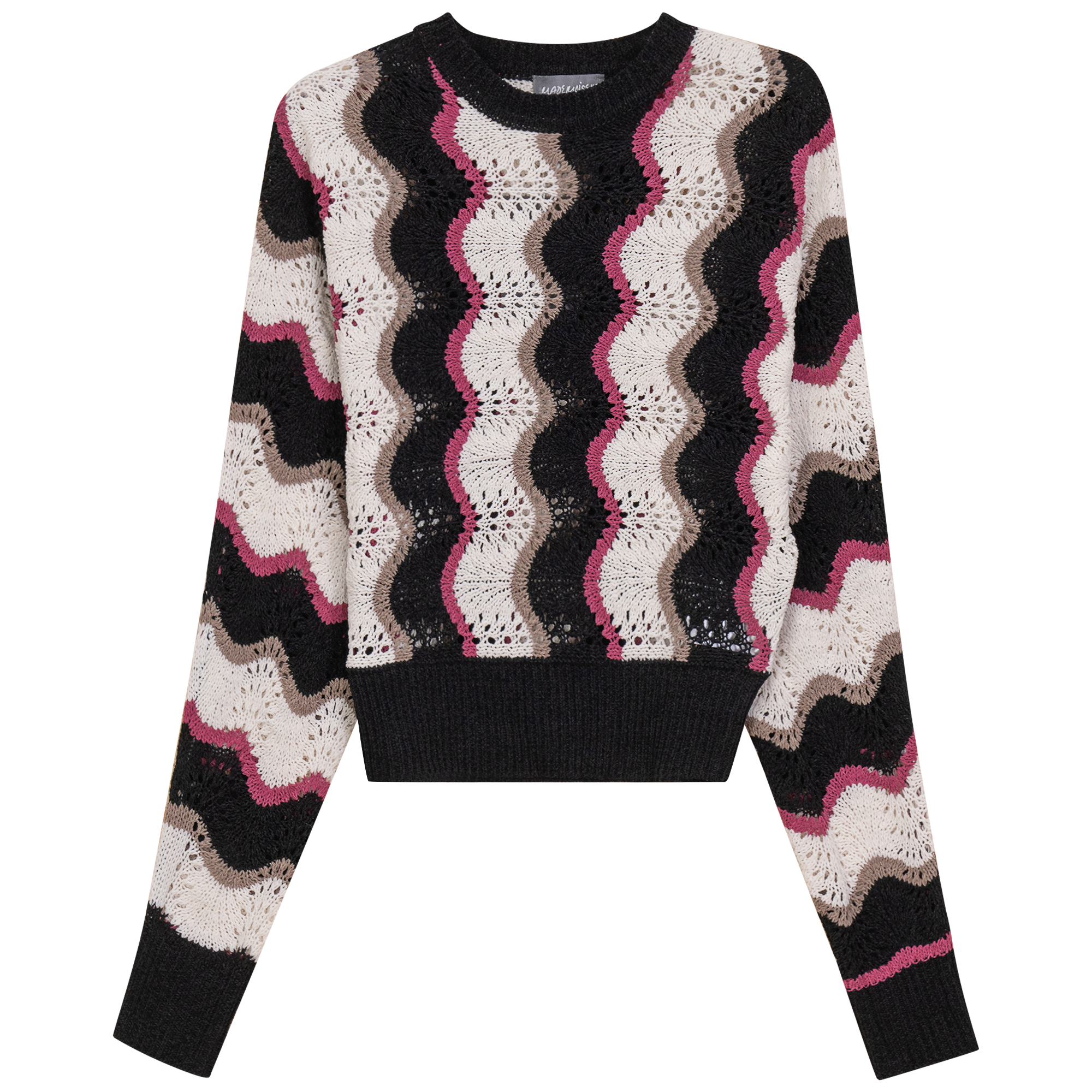 Crochet Chevron Top in Black Stone Hot Pink by Mademoiselle
