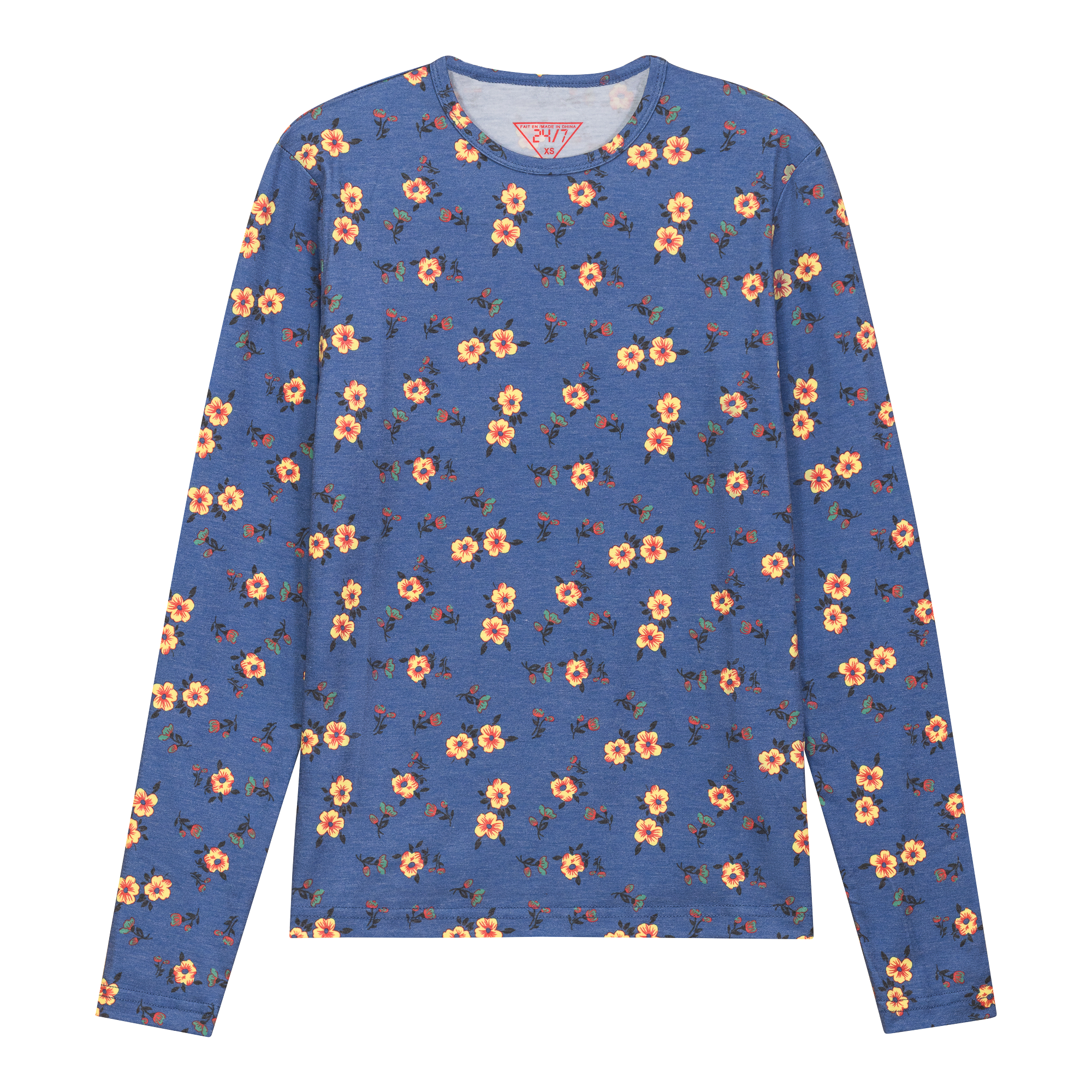 Printed Tee in Denim by 24/7