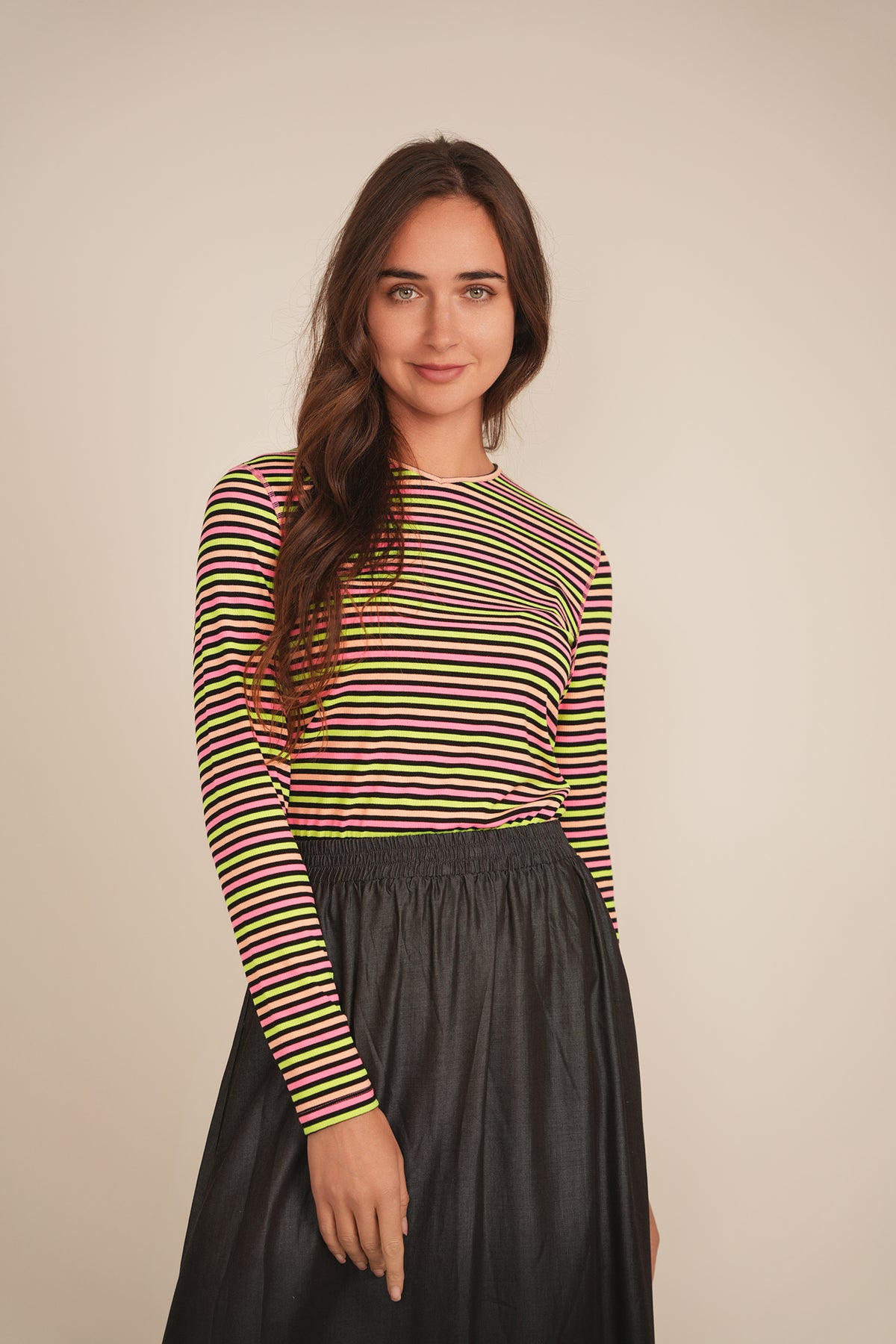 Striped V Neck Tee in by 24-Jul