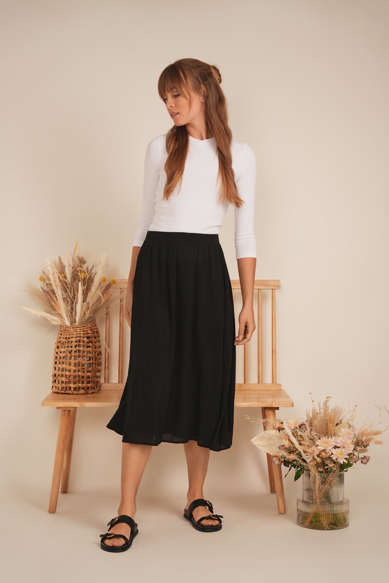 Midi Calf A Line Skirt in by Maxmrkt
