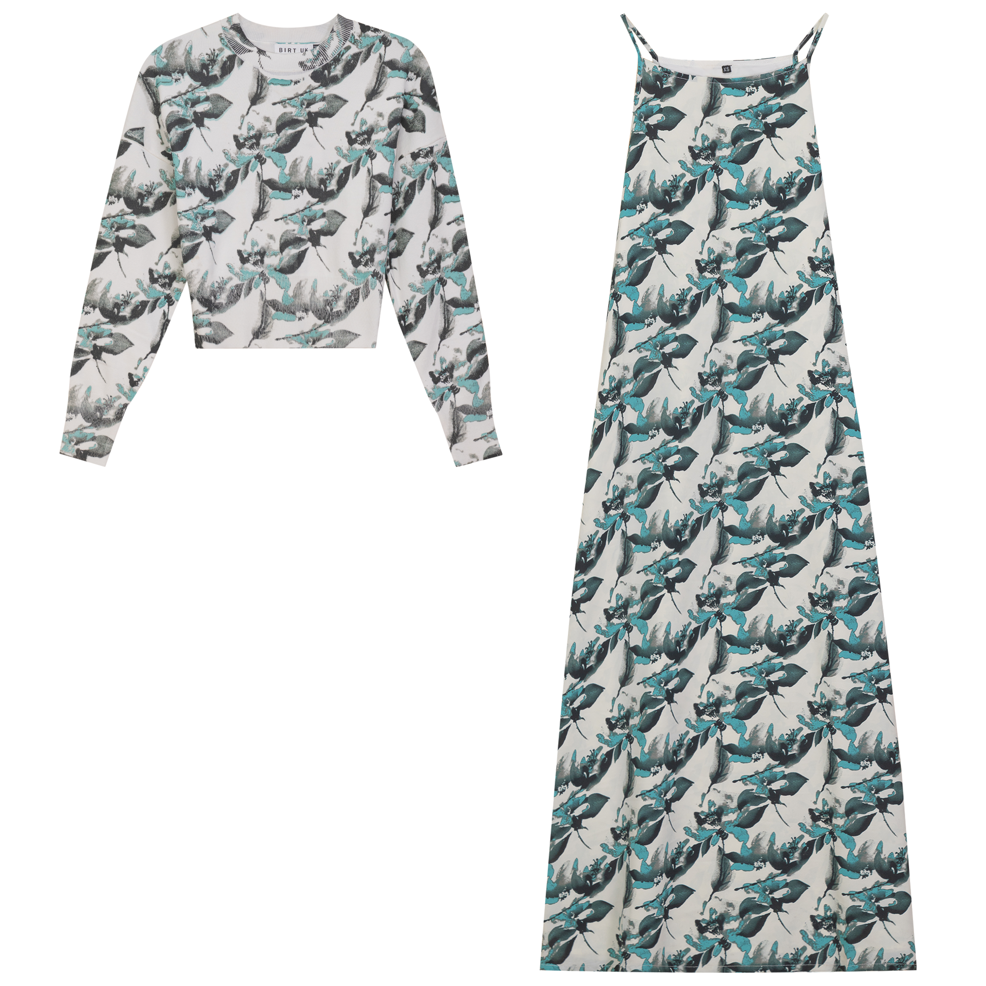 Midi Jumper Sweater Set in Cream Teal by Birt UK