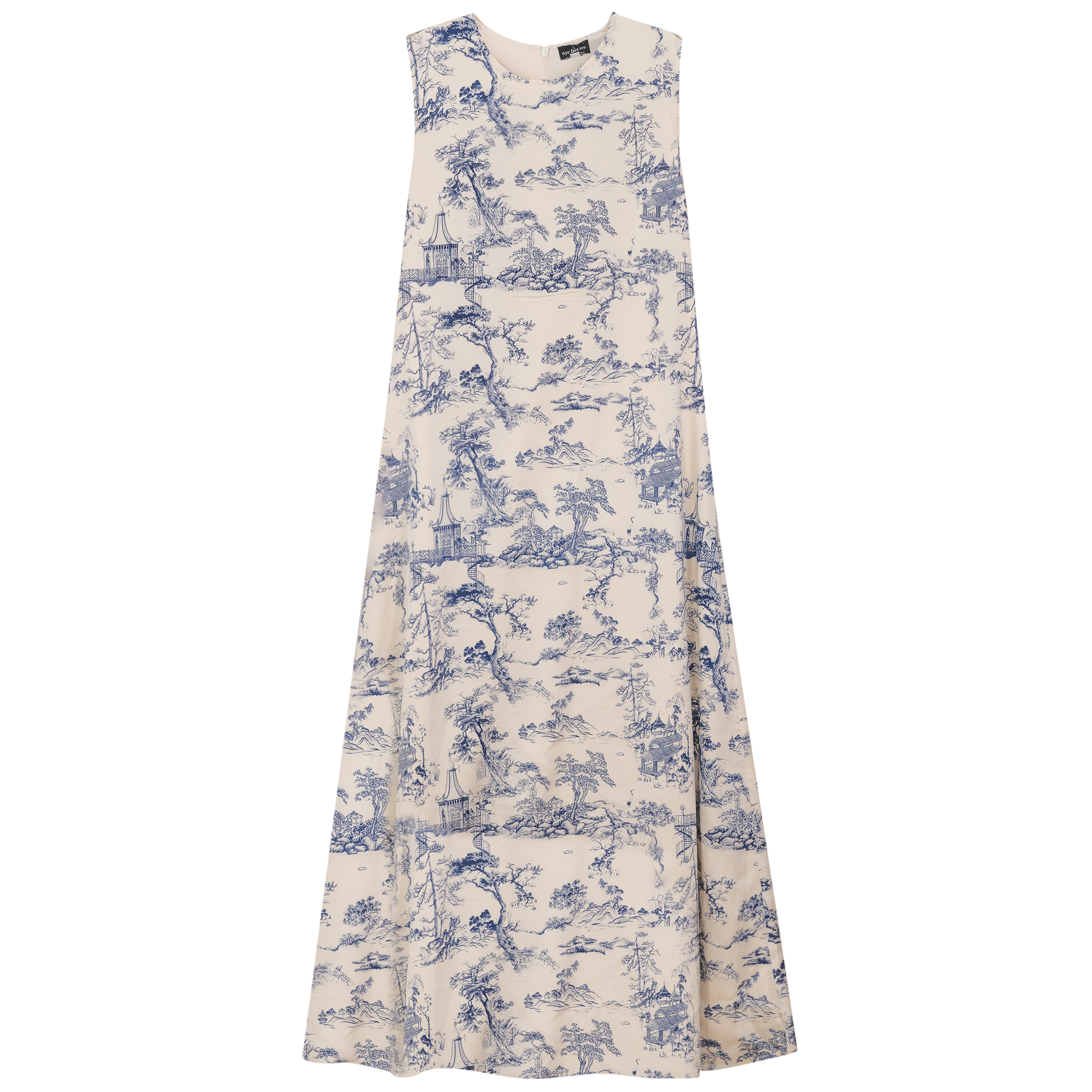 Accordian Pleated Midi Jumper in Chambray by NYC Factory