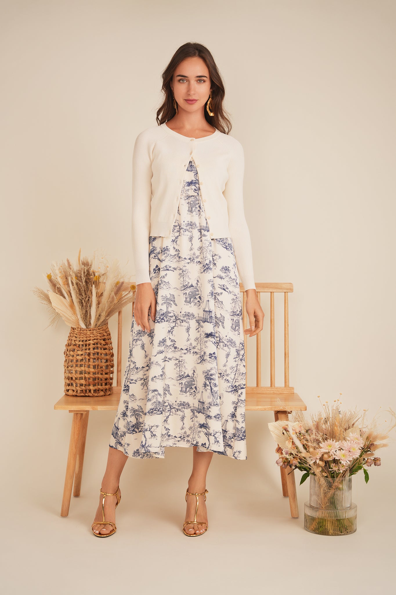 Accordian Pleated Midi Jumper in by NYC Factory