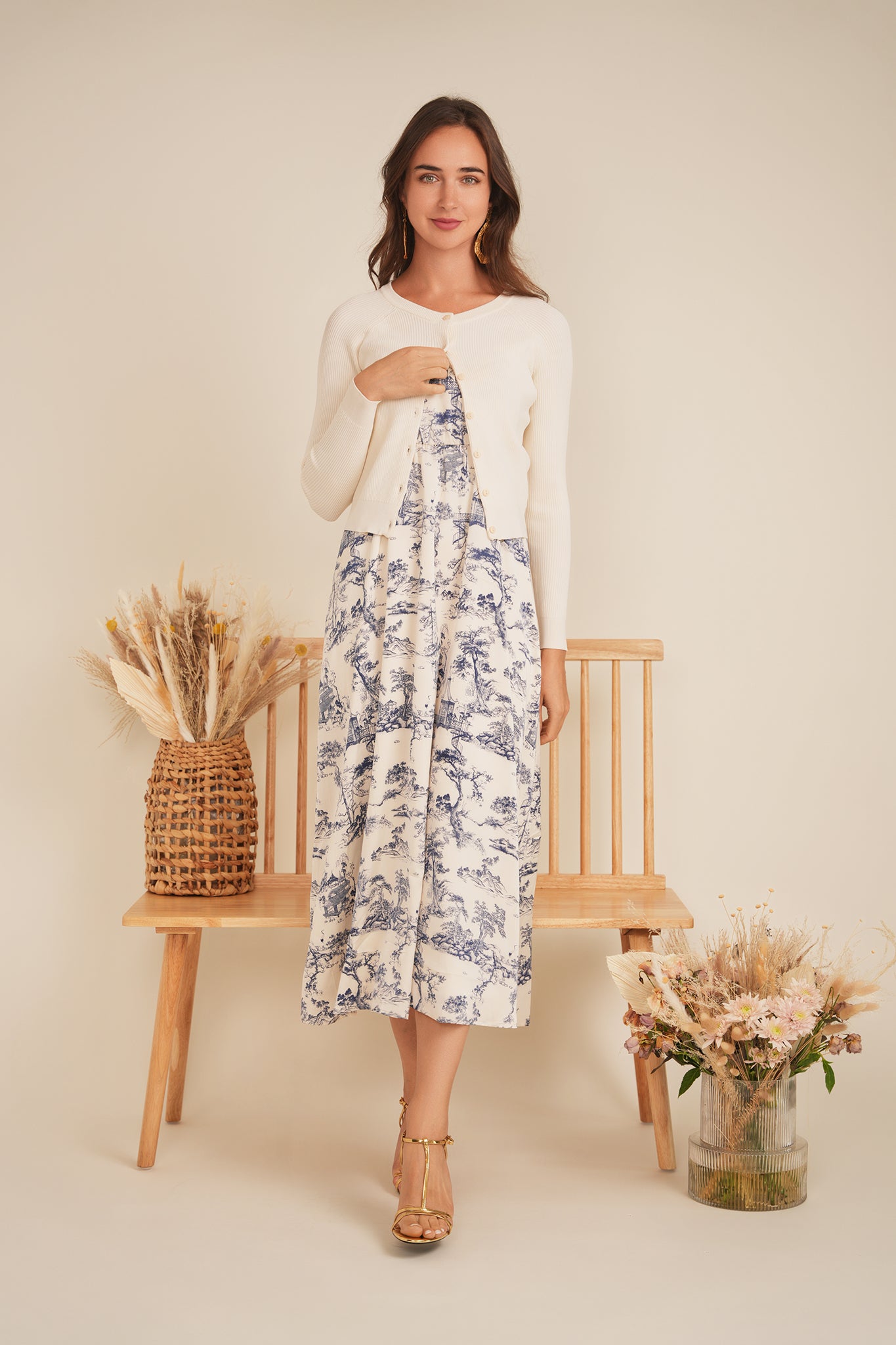 Accordian Pleated Midi Jumper in by NYC Factory