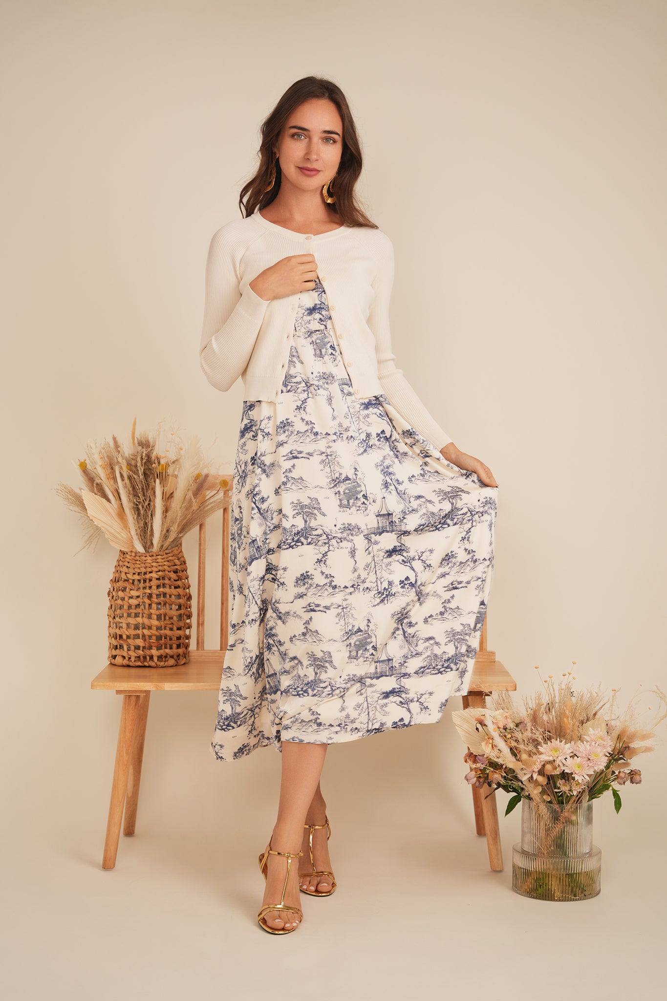 Accordian Pleated Midi Jumper in by NYC Factory