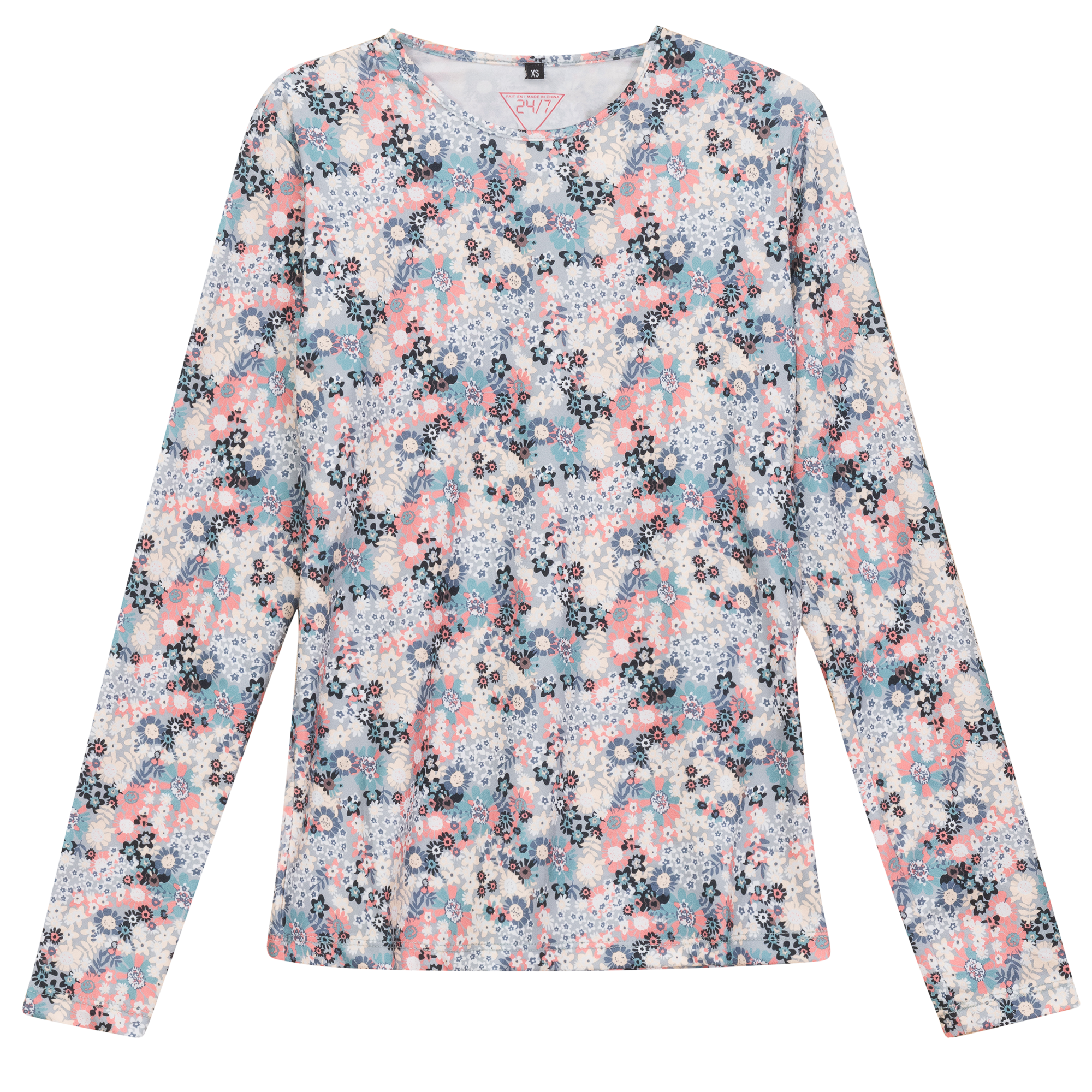 Printed Long Sleeve Tee in Mint by 24/7