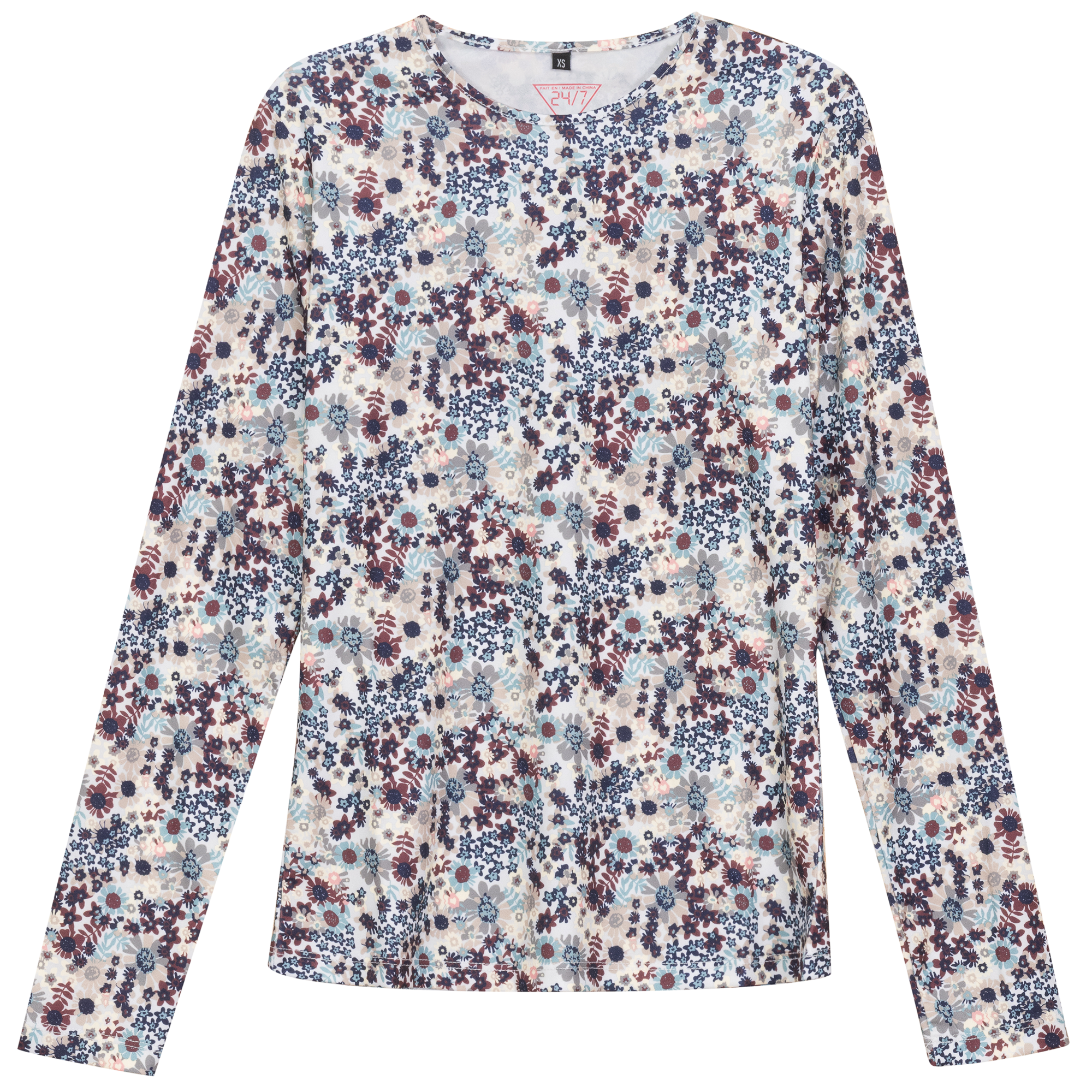 Printed Long Sleeve Tee in White by 24/7