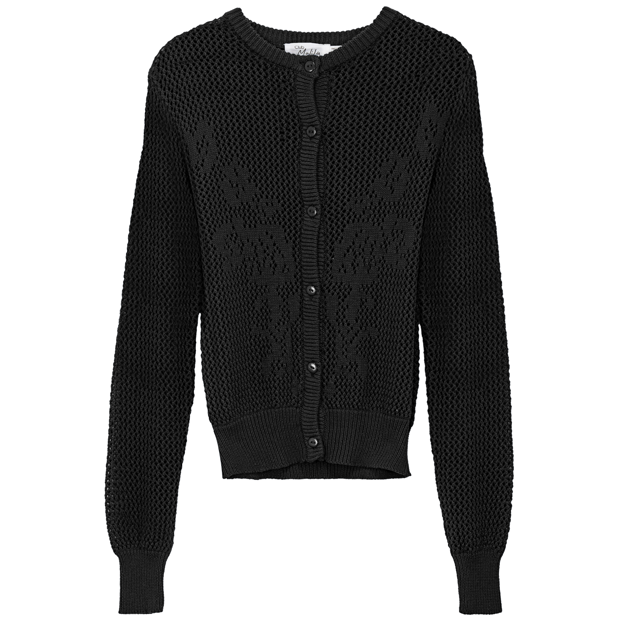 Crochet Cropped Cardigan in Black by Club Malibu