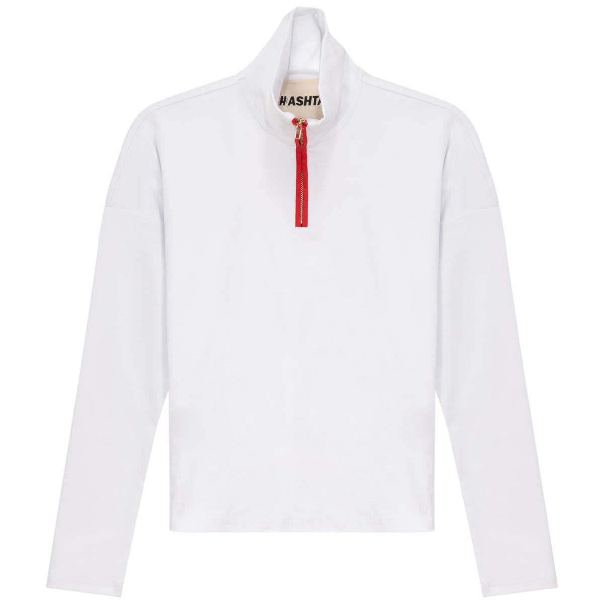 Color Blocked Henley Tee in White by Hashtag