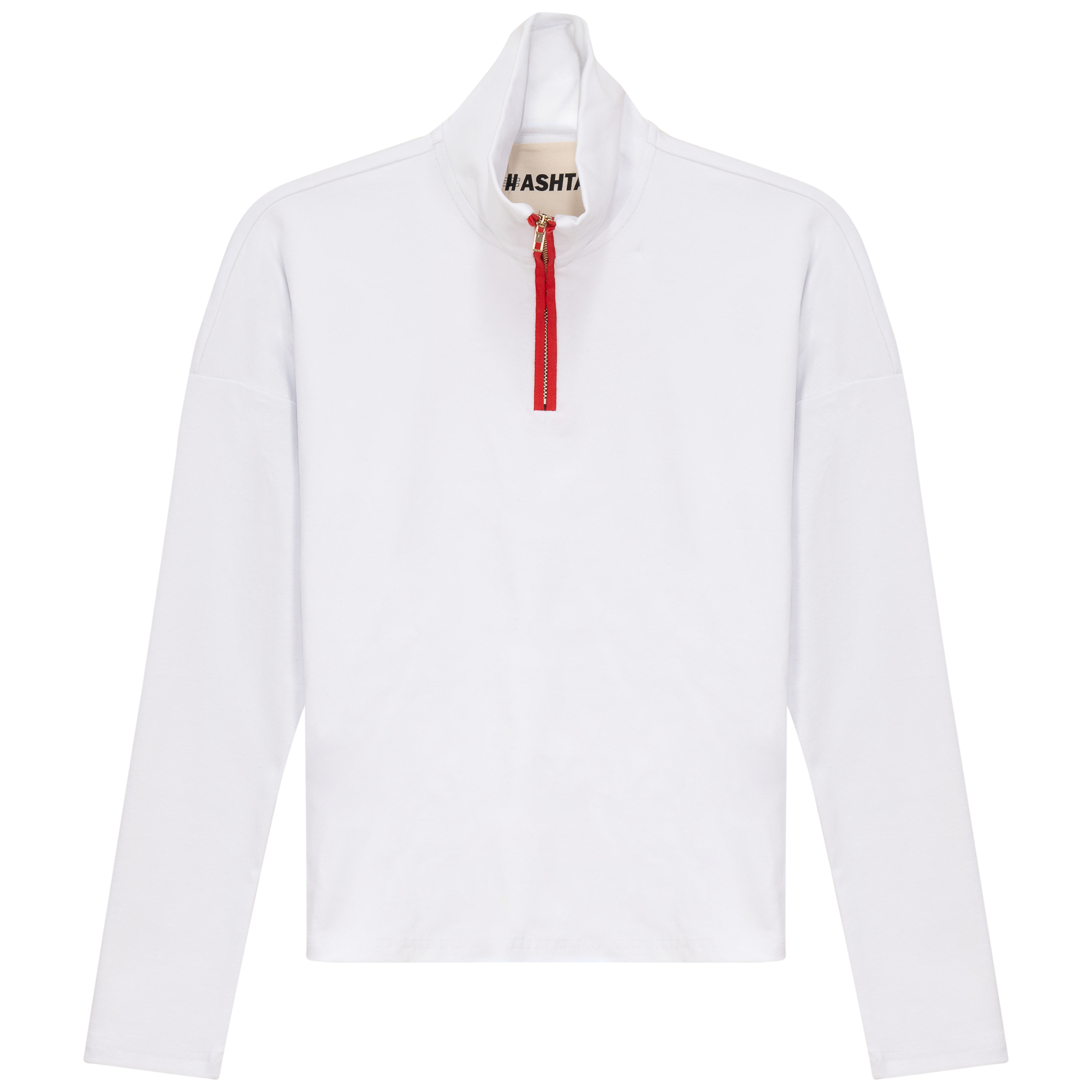 Color Blocked Henley Tee in White by Hashtag