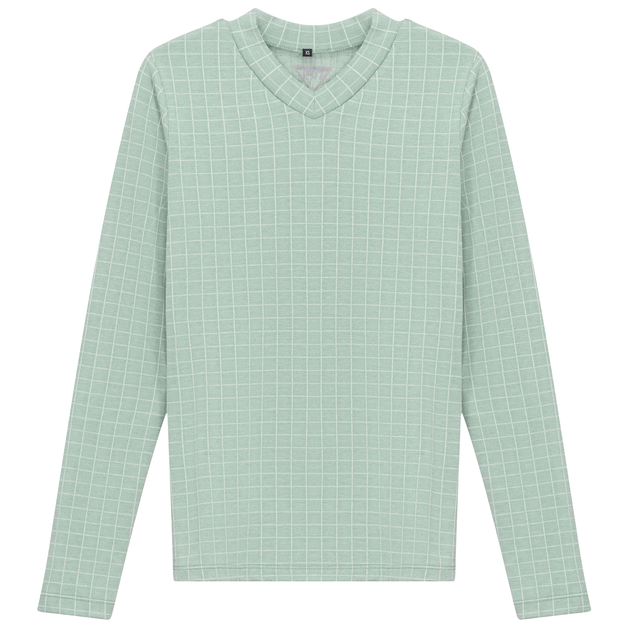 Checkered V Neck Cotton Tee in by 24/7