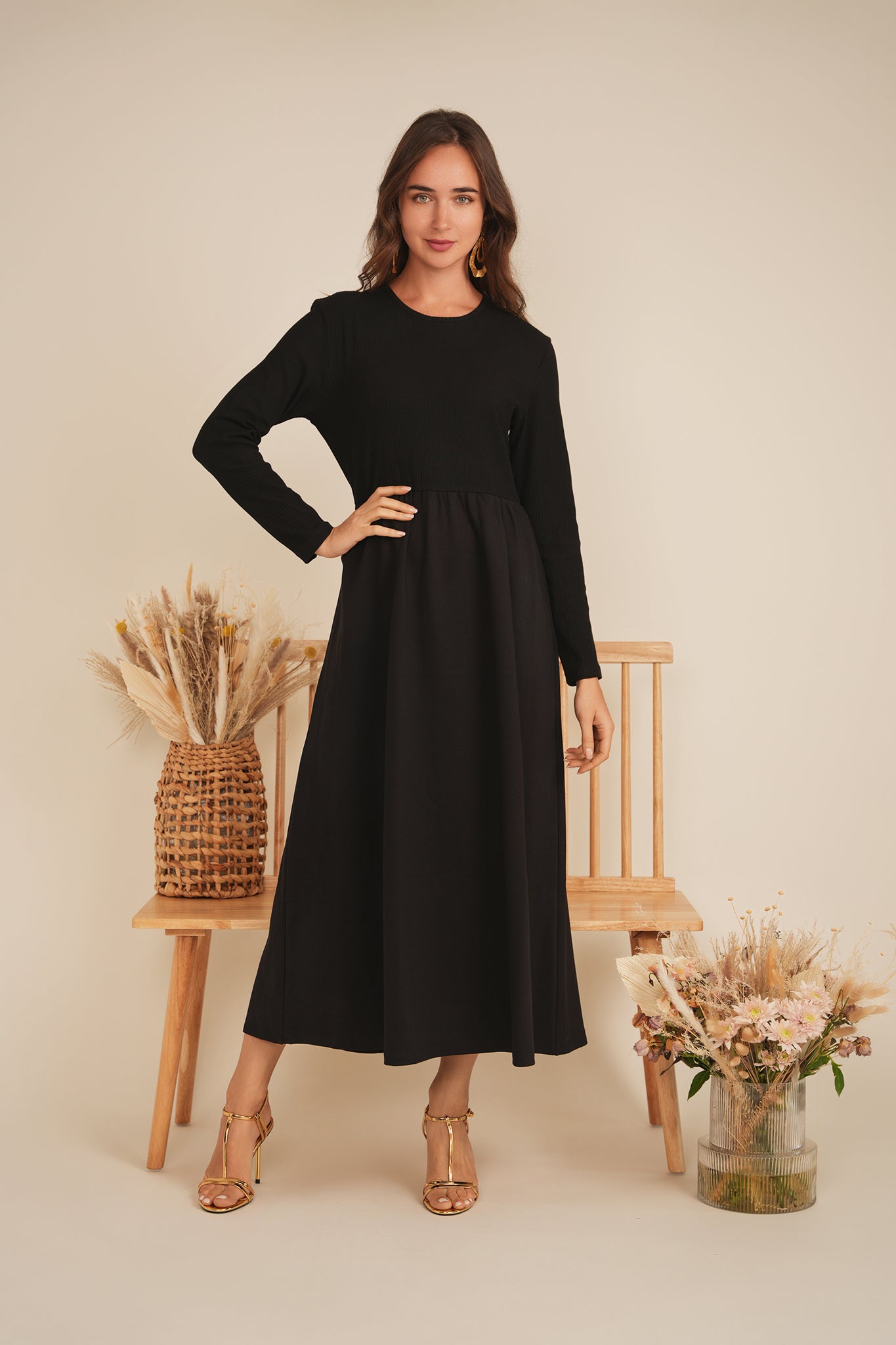 Maxi Flare Combo Dress in by Vivid